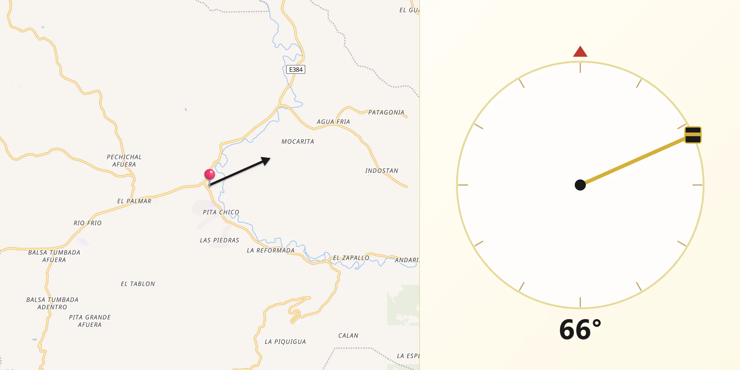 Dirección de la Qibla desde Junín