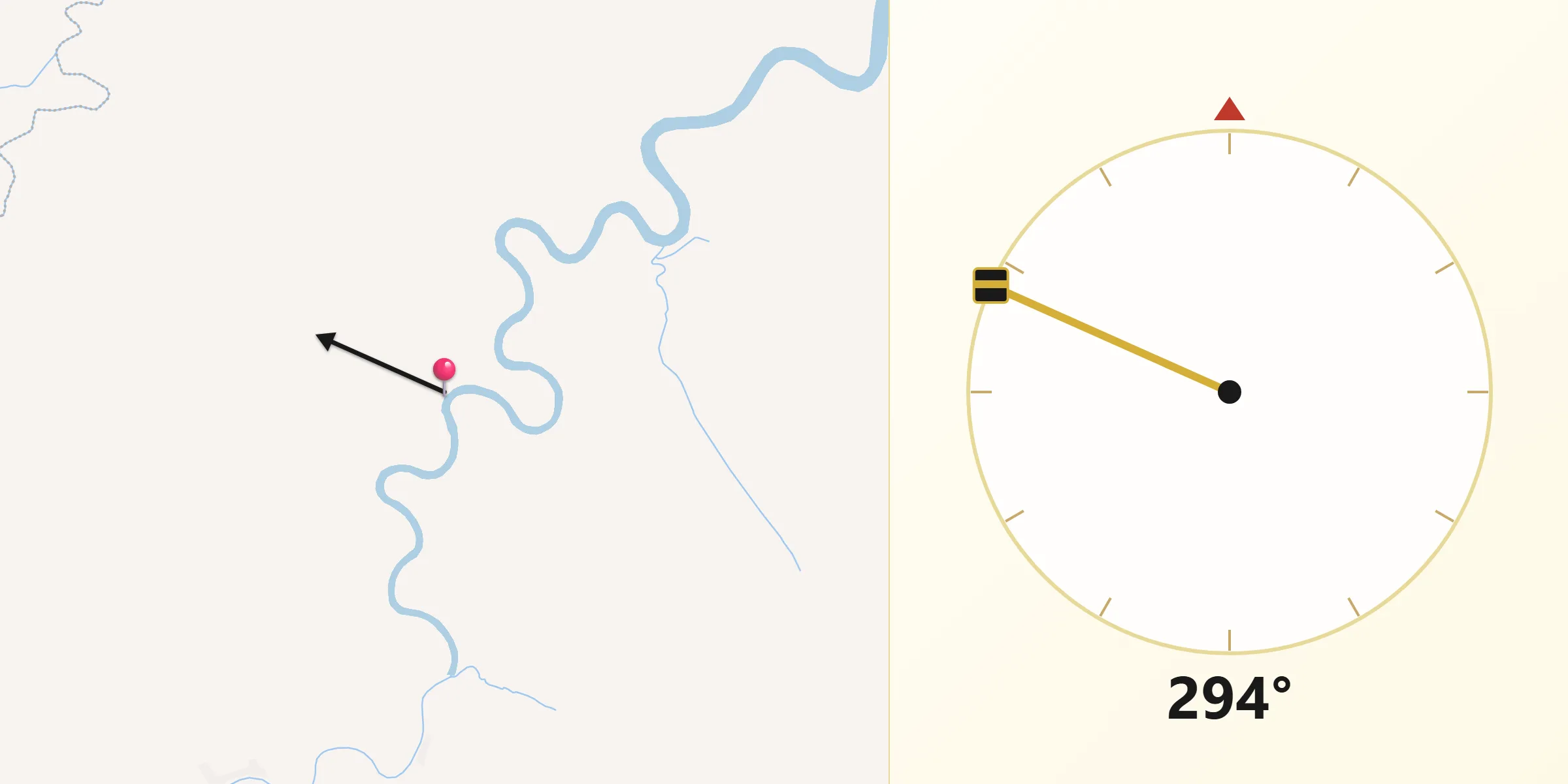 Direction vers la Qibla depuis Mendaha