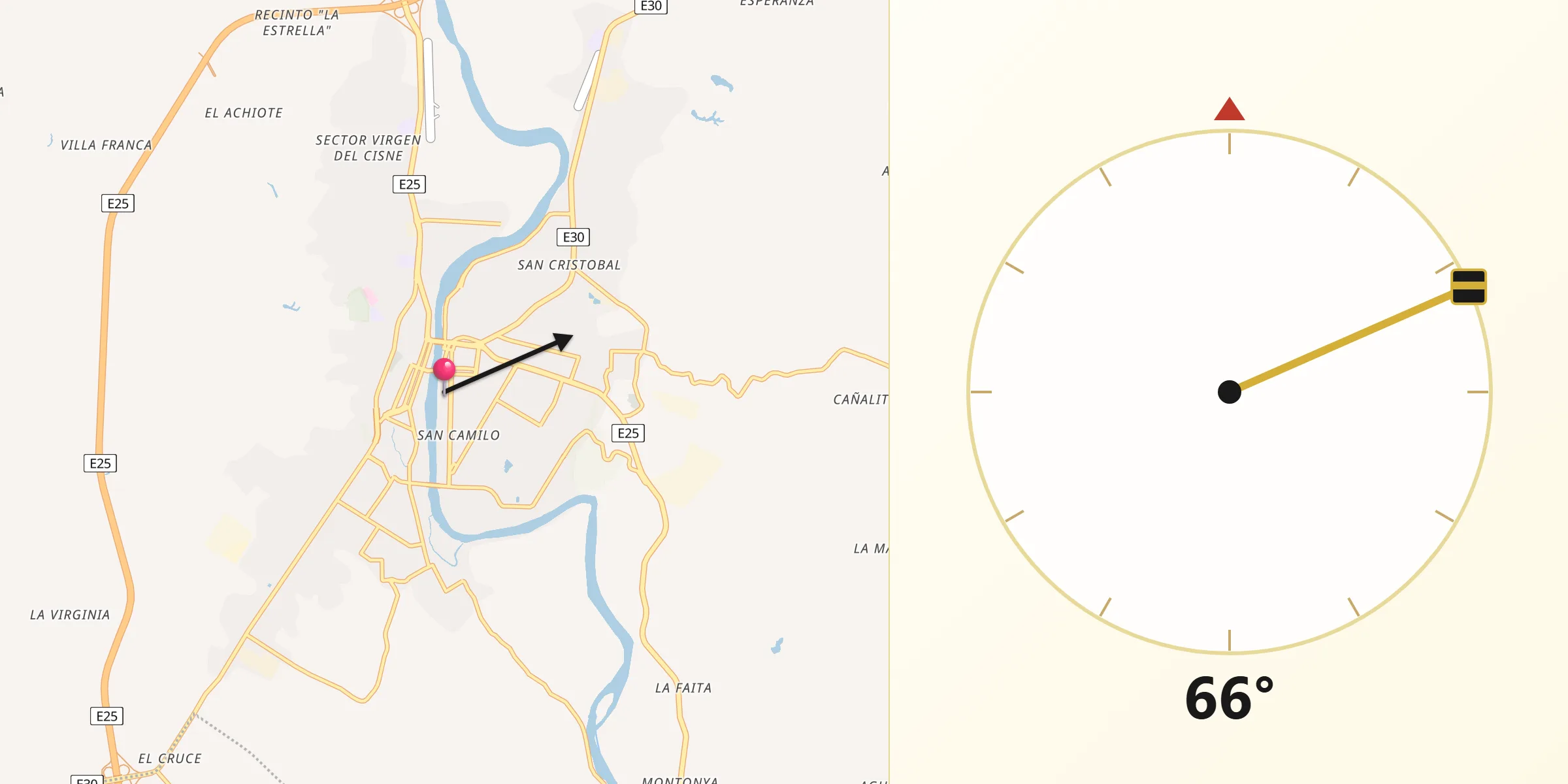 Dirección de la Qibla desde Quevedo