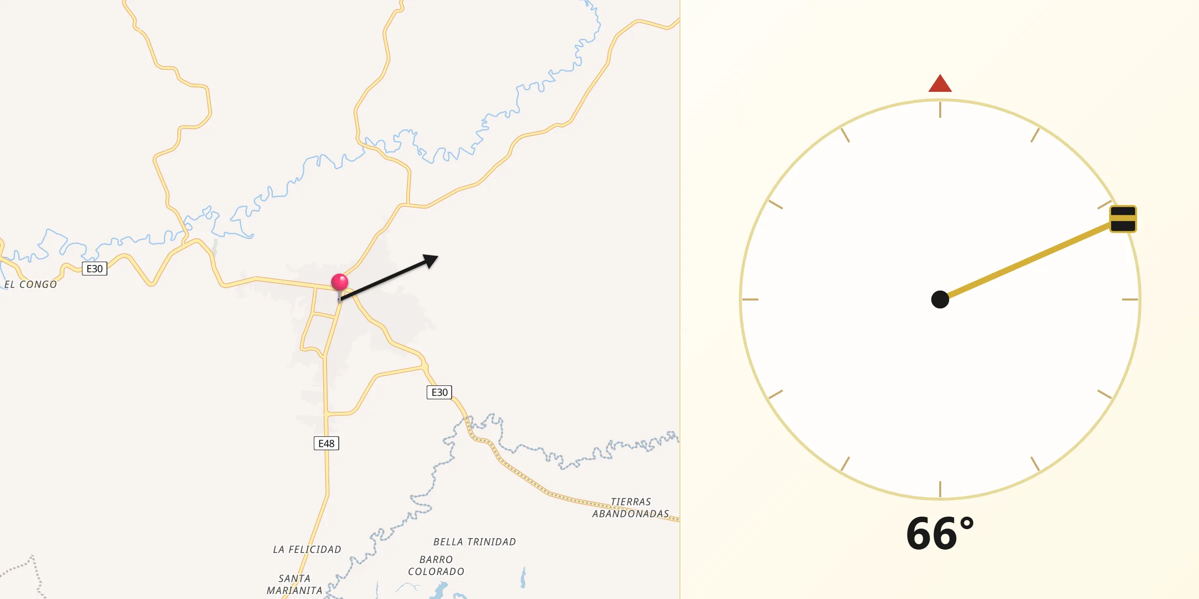 Dirección de la Qibla desde Velasco Ibarra