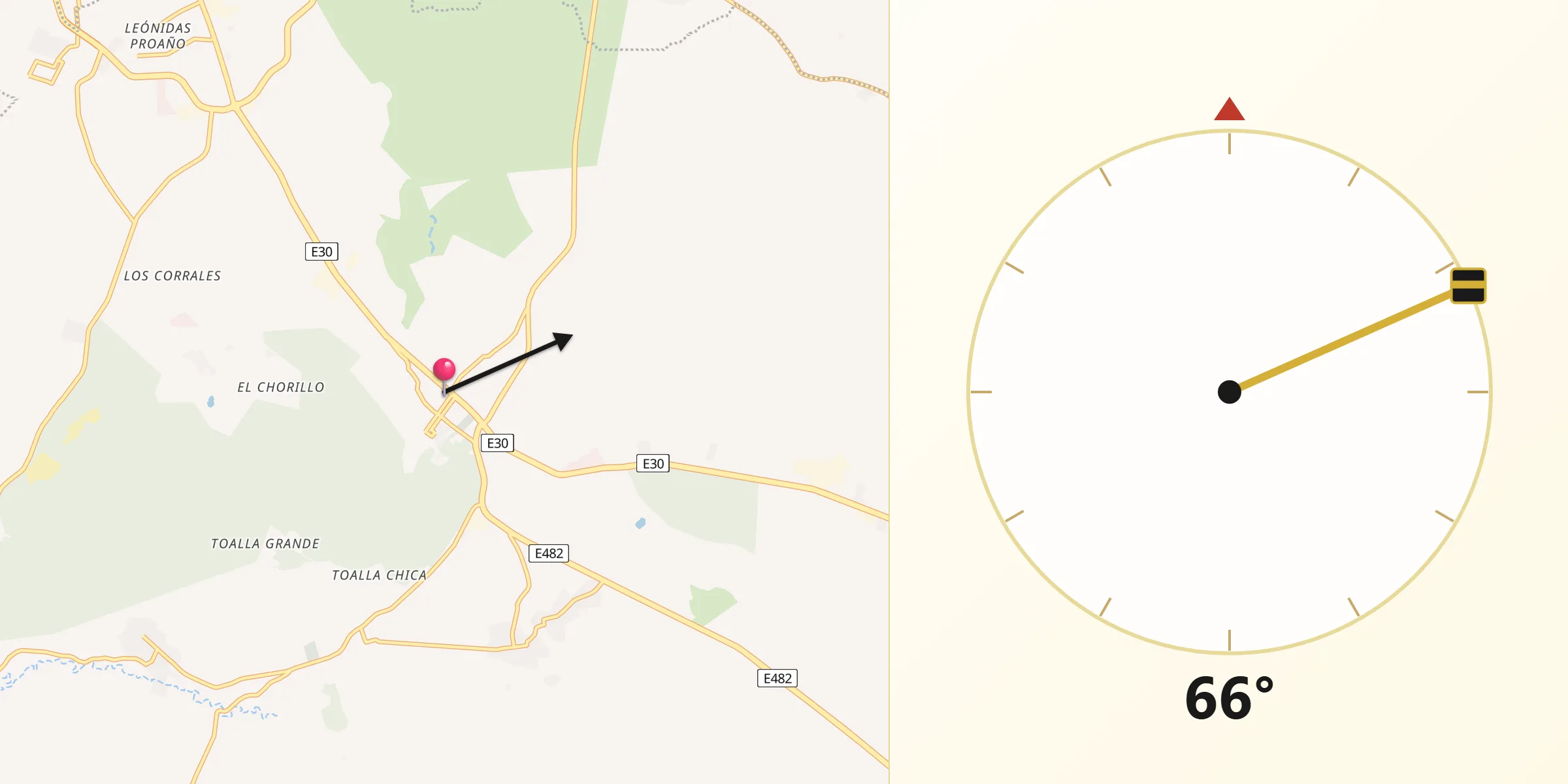 Dirección de la Qibla desde Montecristi