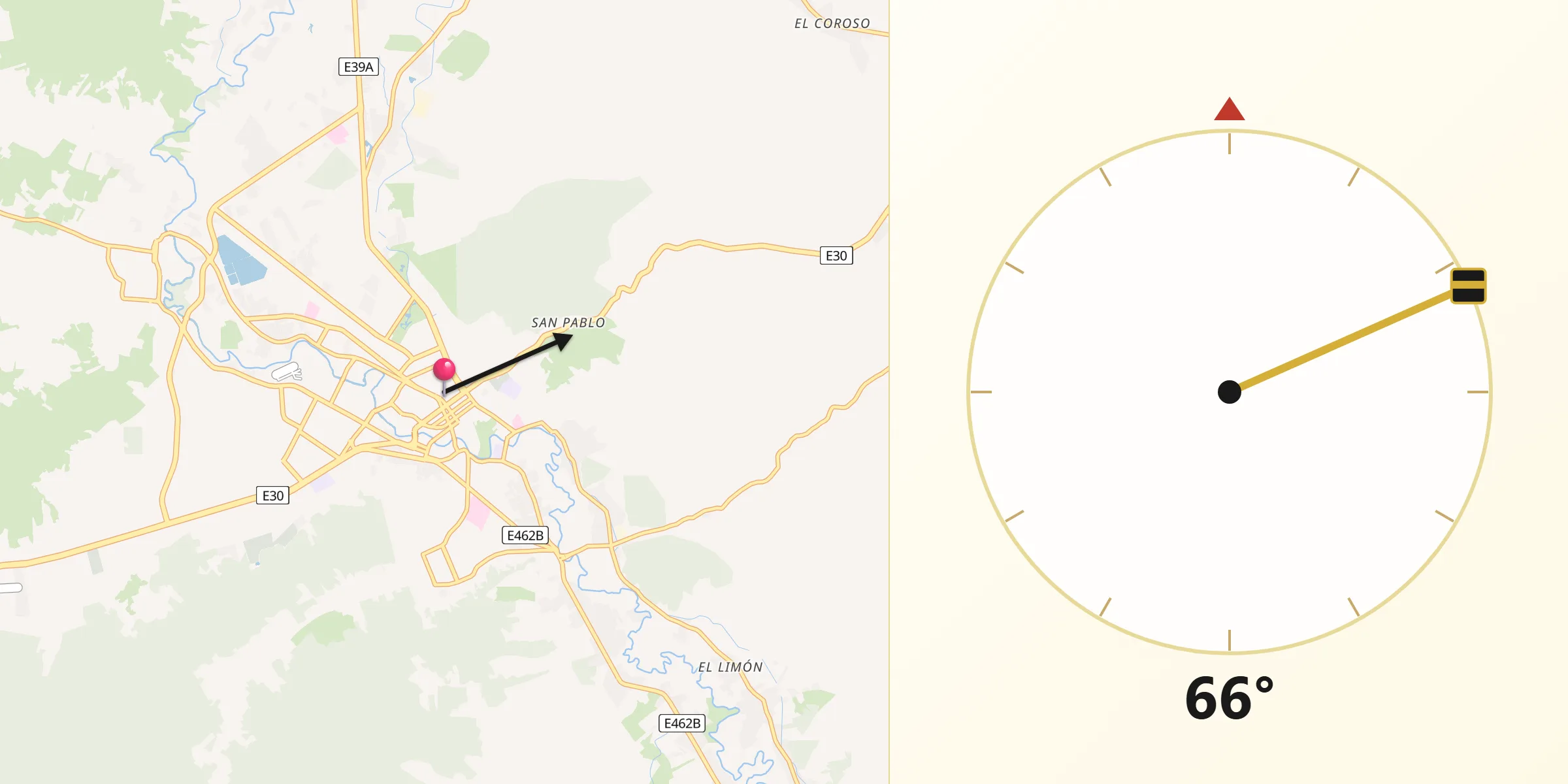 Dirección de la Qibla desde Portoviejo
