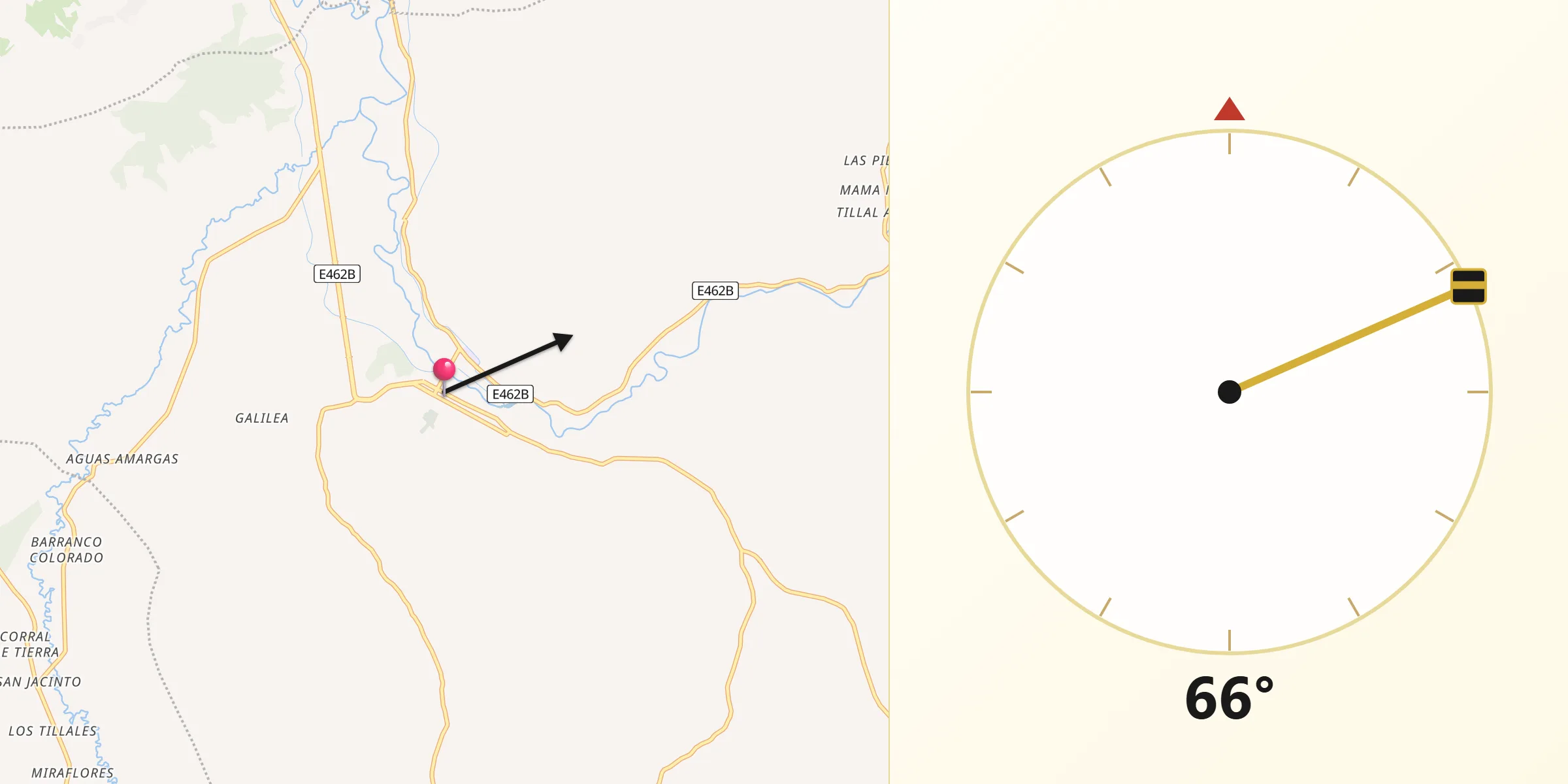 Dirección de la Qibla desde Santa Ana