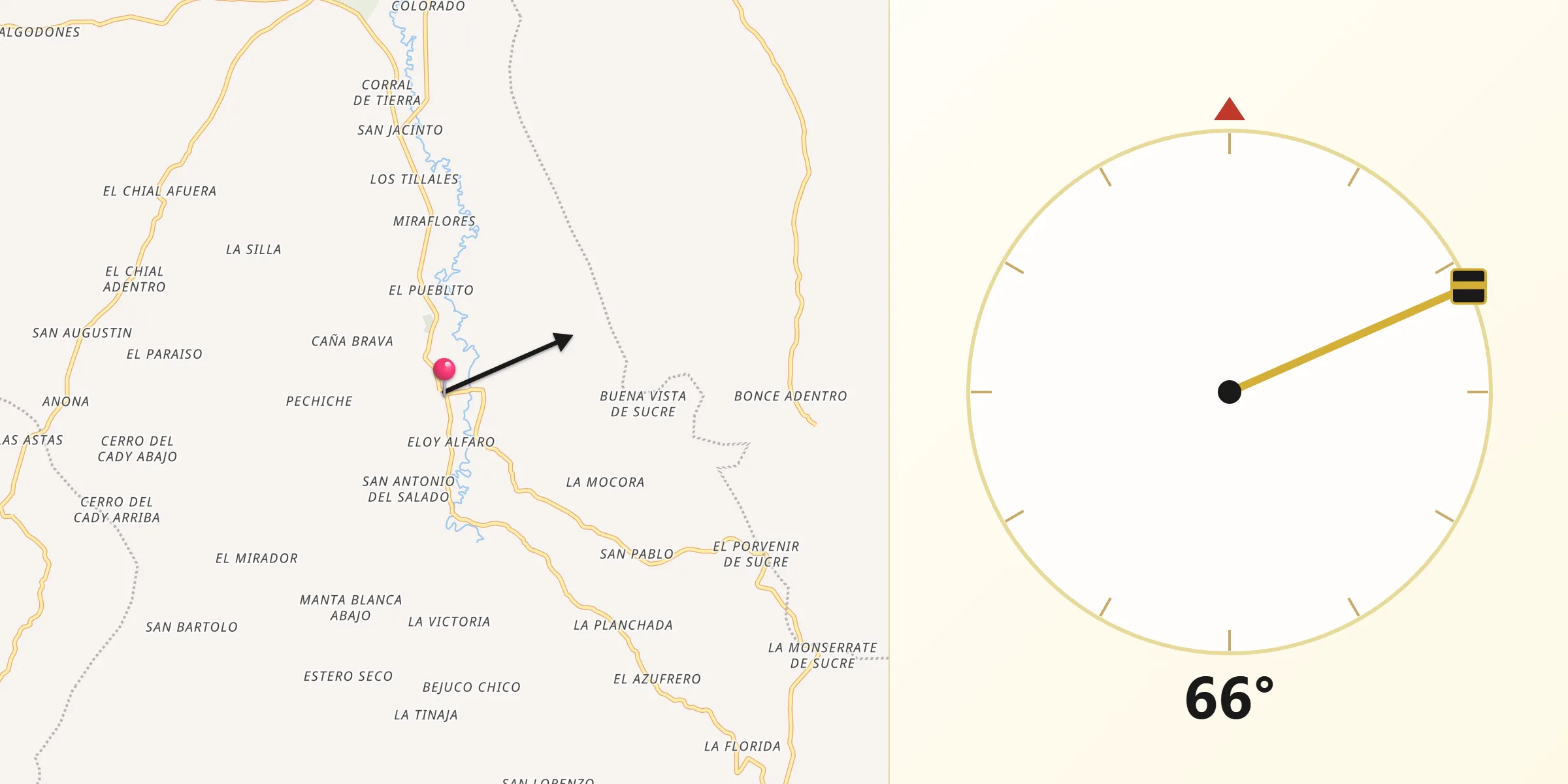 Dirección de la Qibla desde Sucre