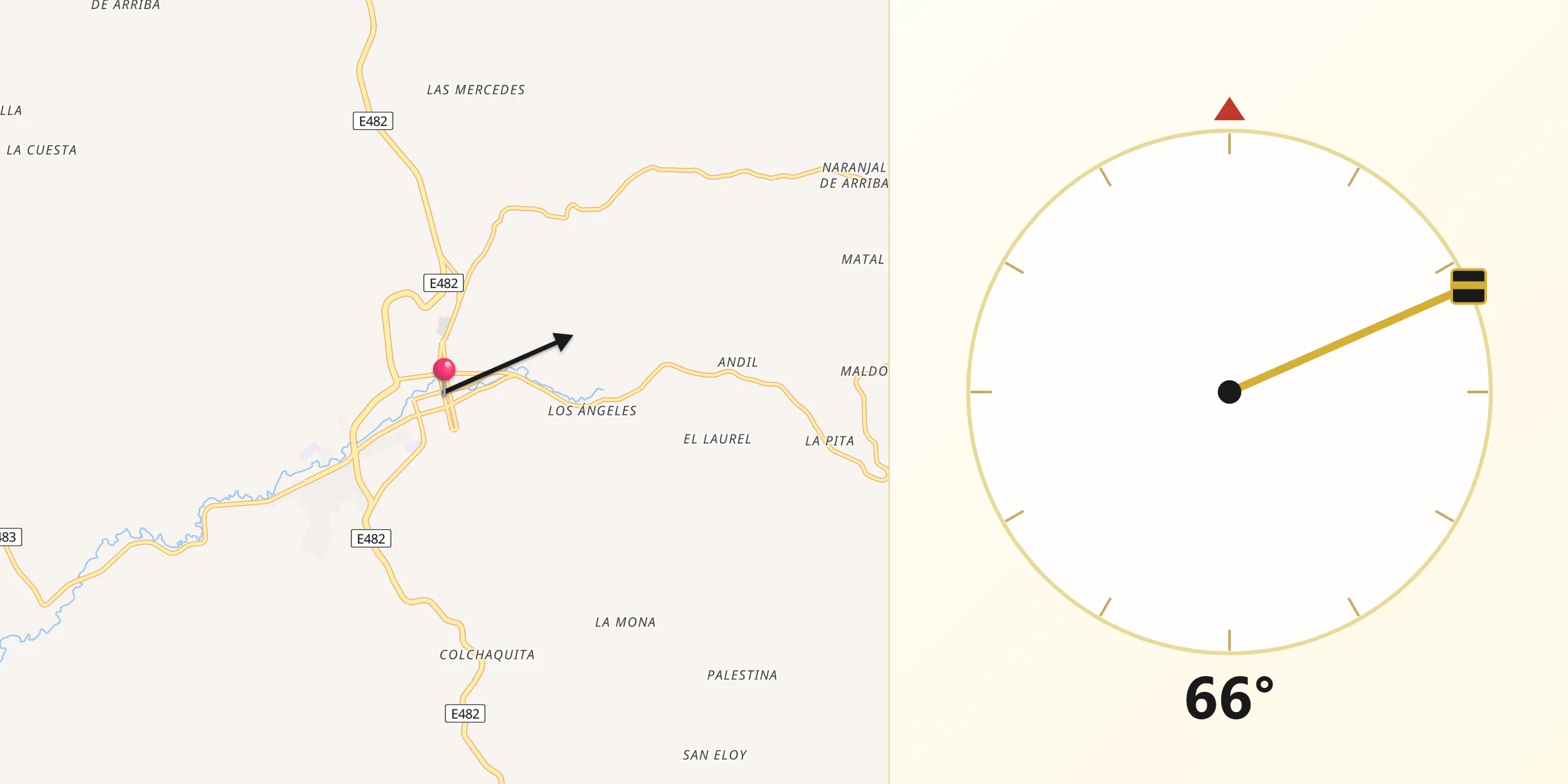 Dirección de la Qibla desde Jipijapa