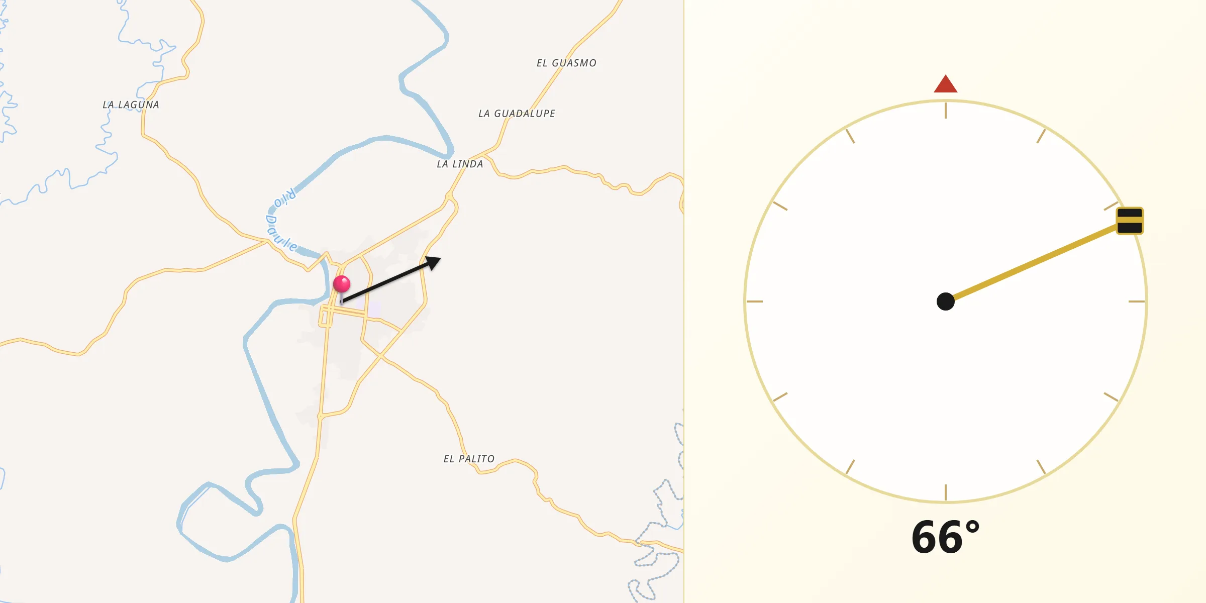 Dirección de la Qibla desde Balzar