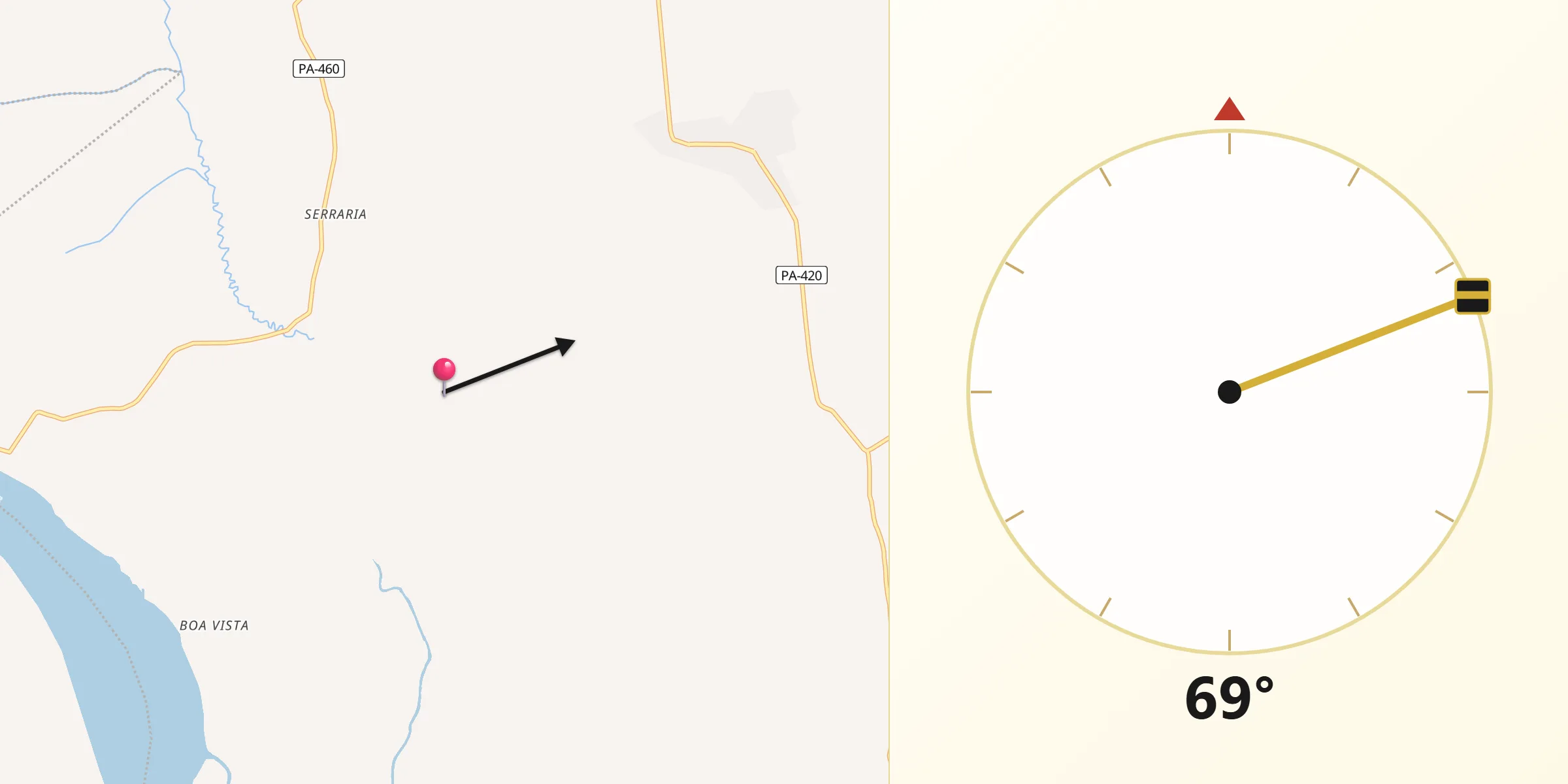 Direção da Qibla a partir de Inhangapi