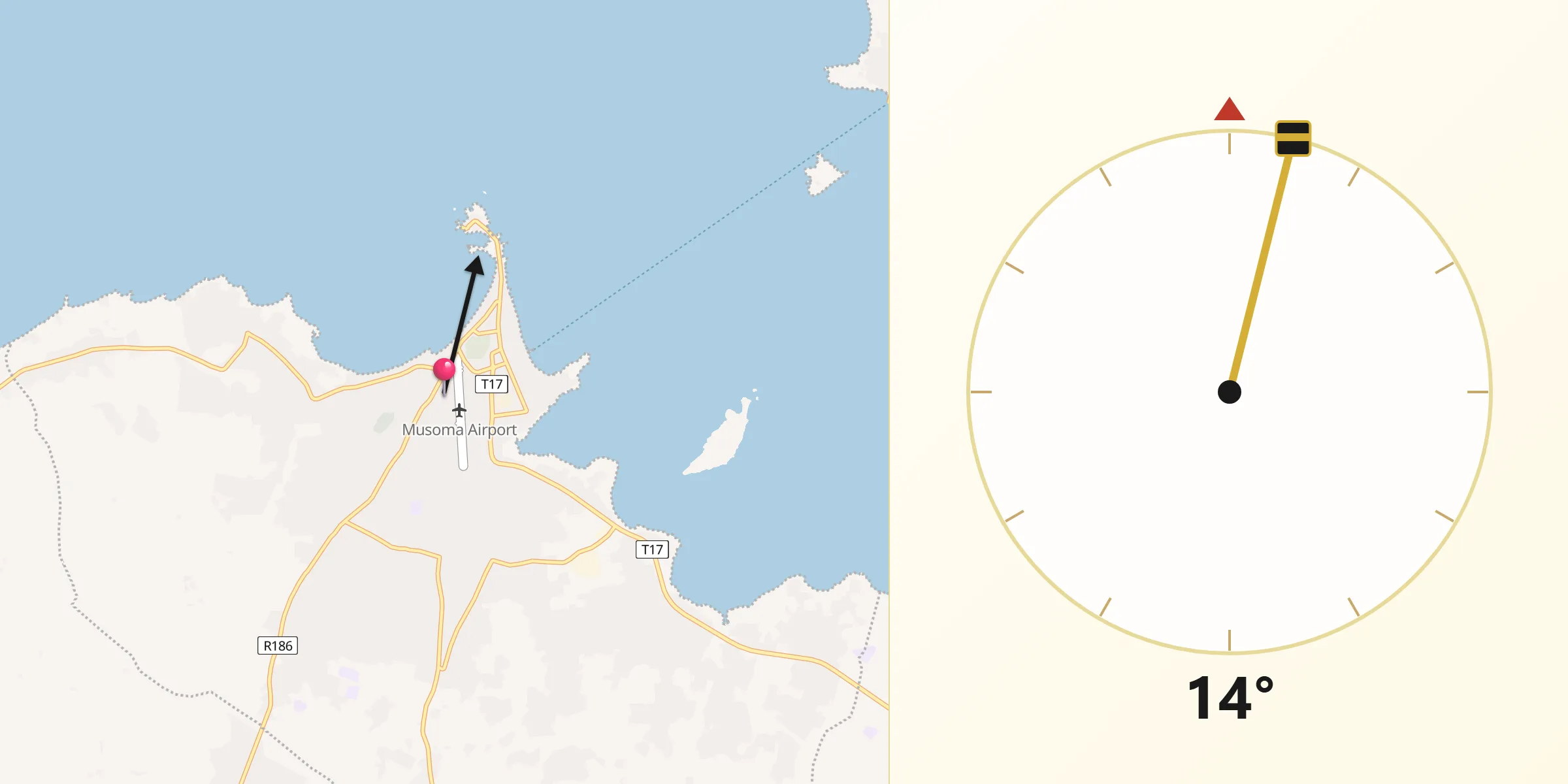 Qibla Direction from Musoma