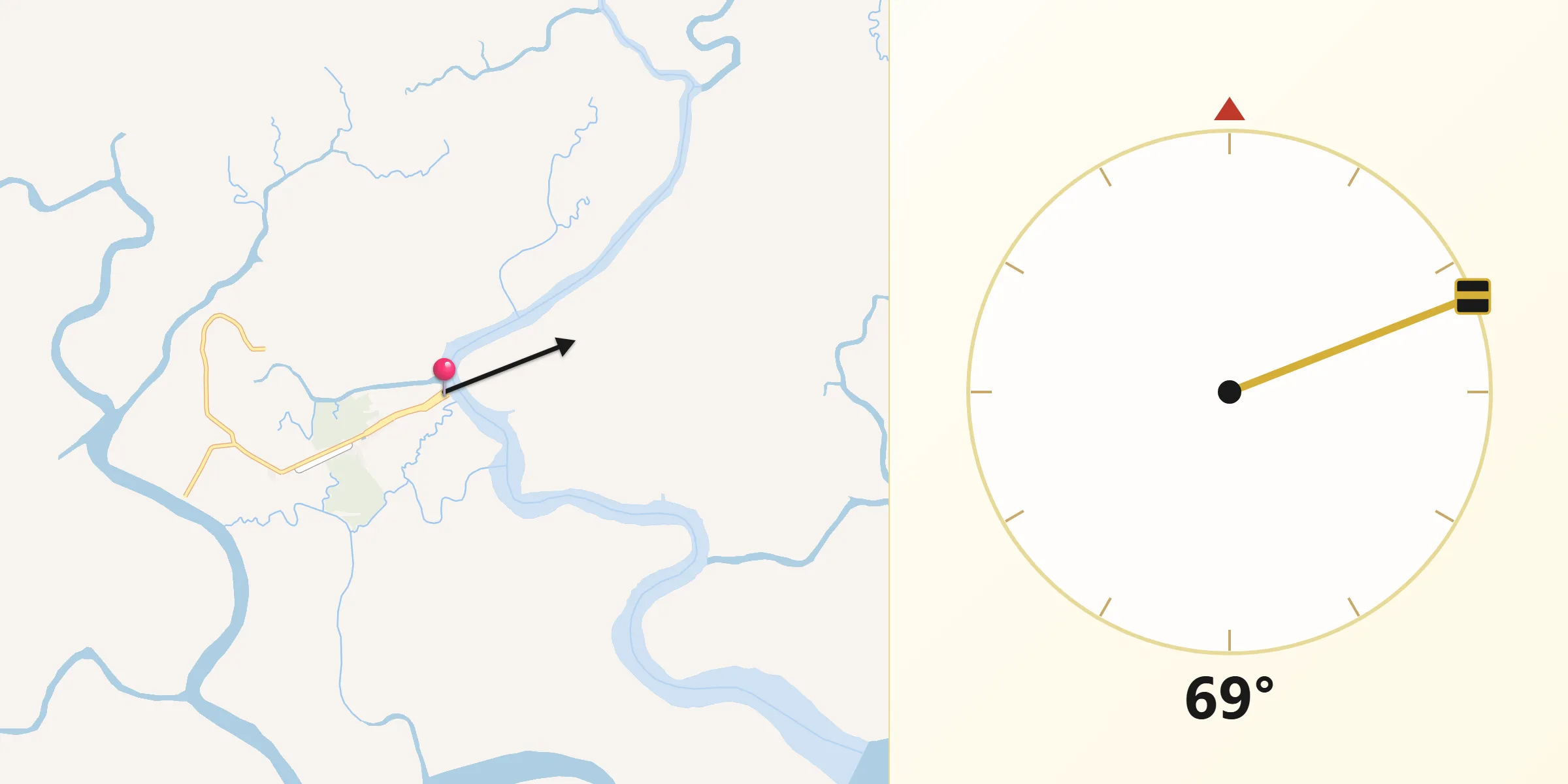 Direção da Qibla a partir de Muaná