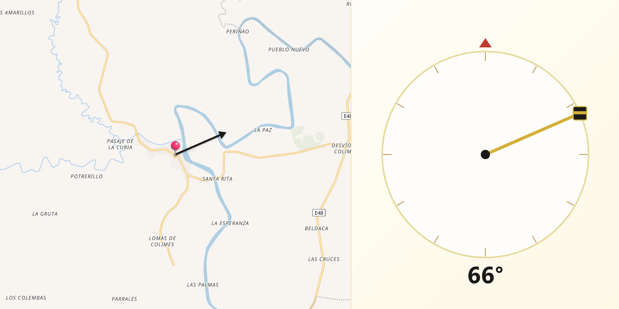 Dirección de la Qibla desde Colimes