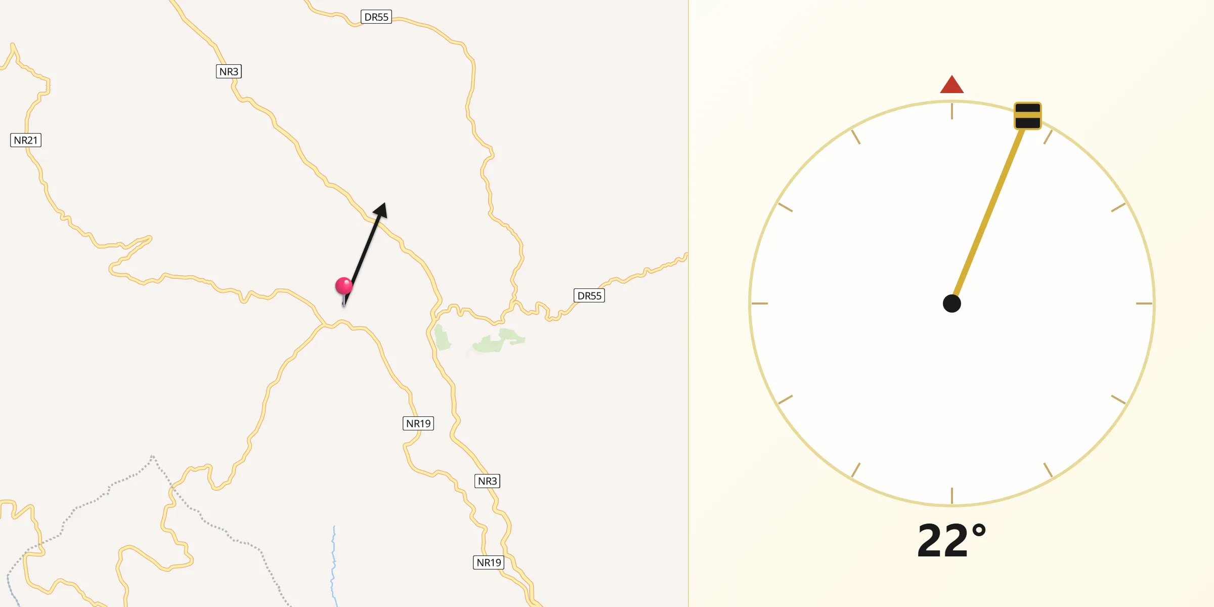 Direction vers la Qibla depuis Byumba