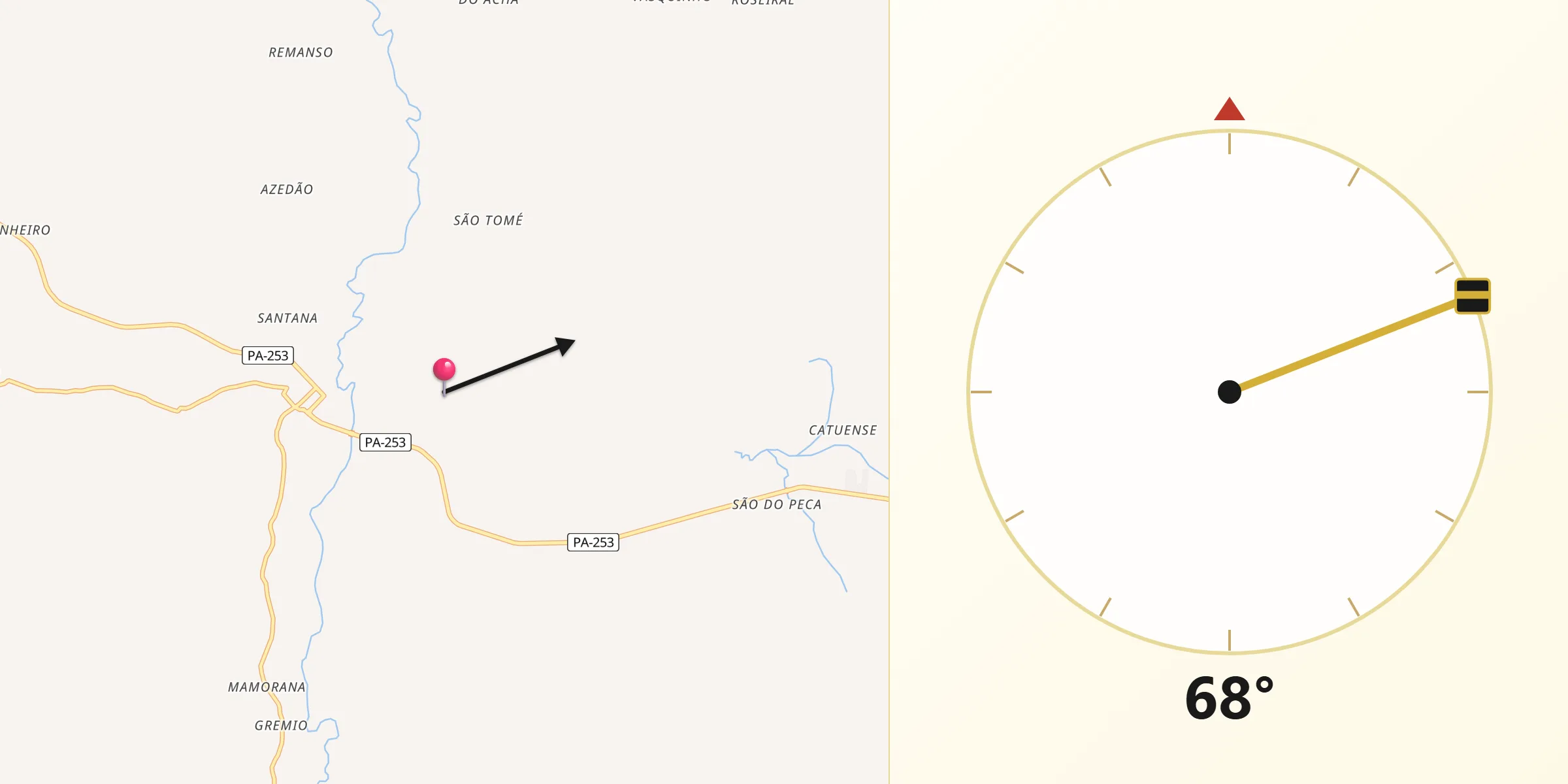 Direção da Qibla a partir de Irituia