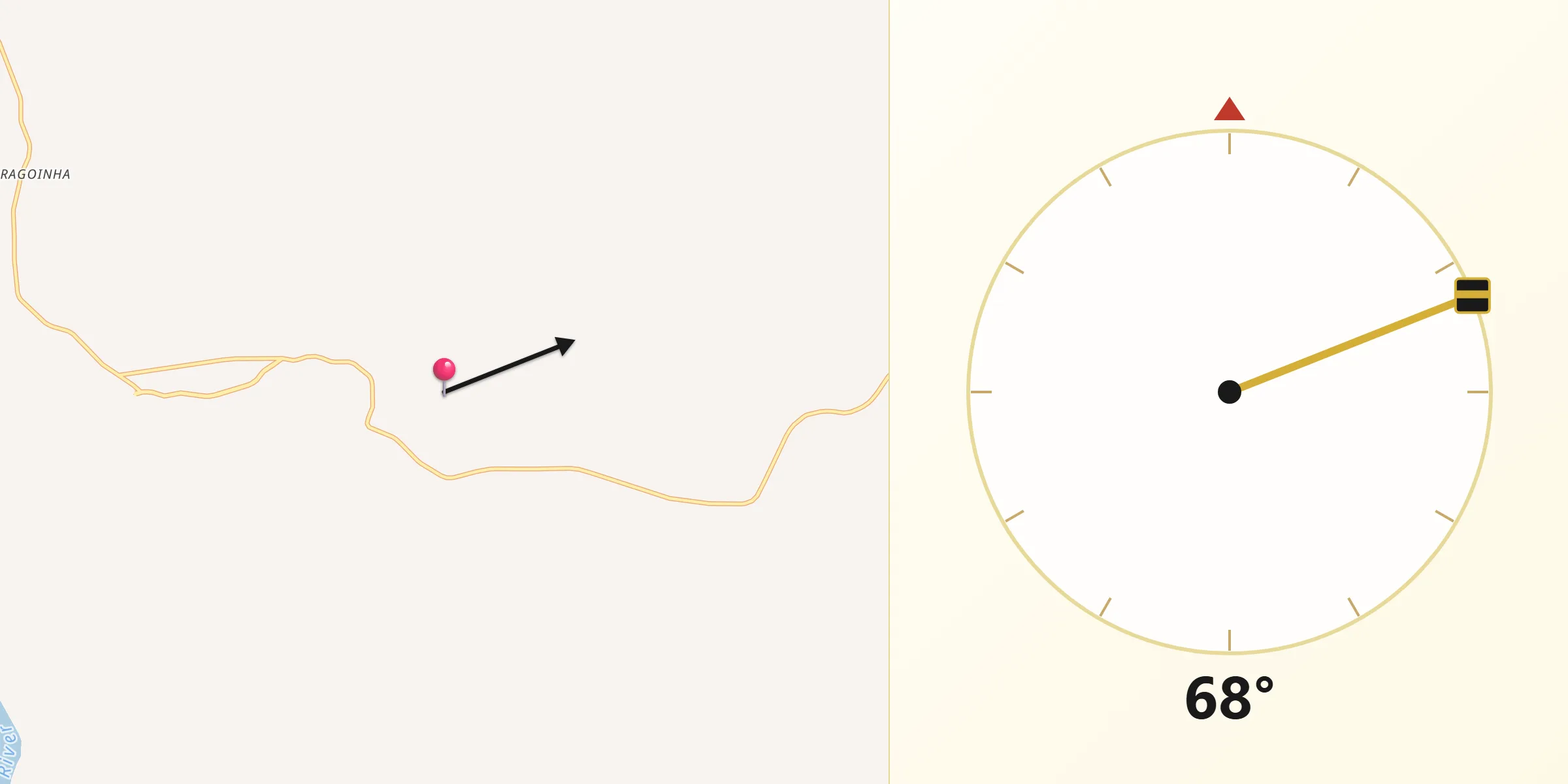 Direção da Qibla a partir de Serrano do Maranhão