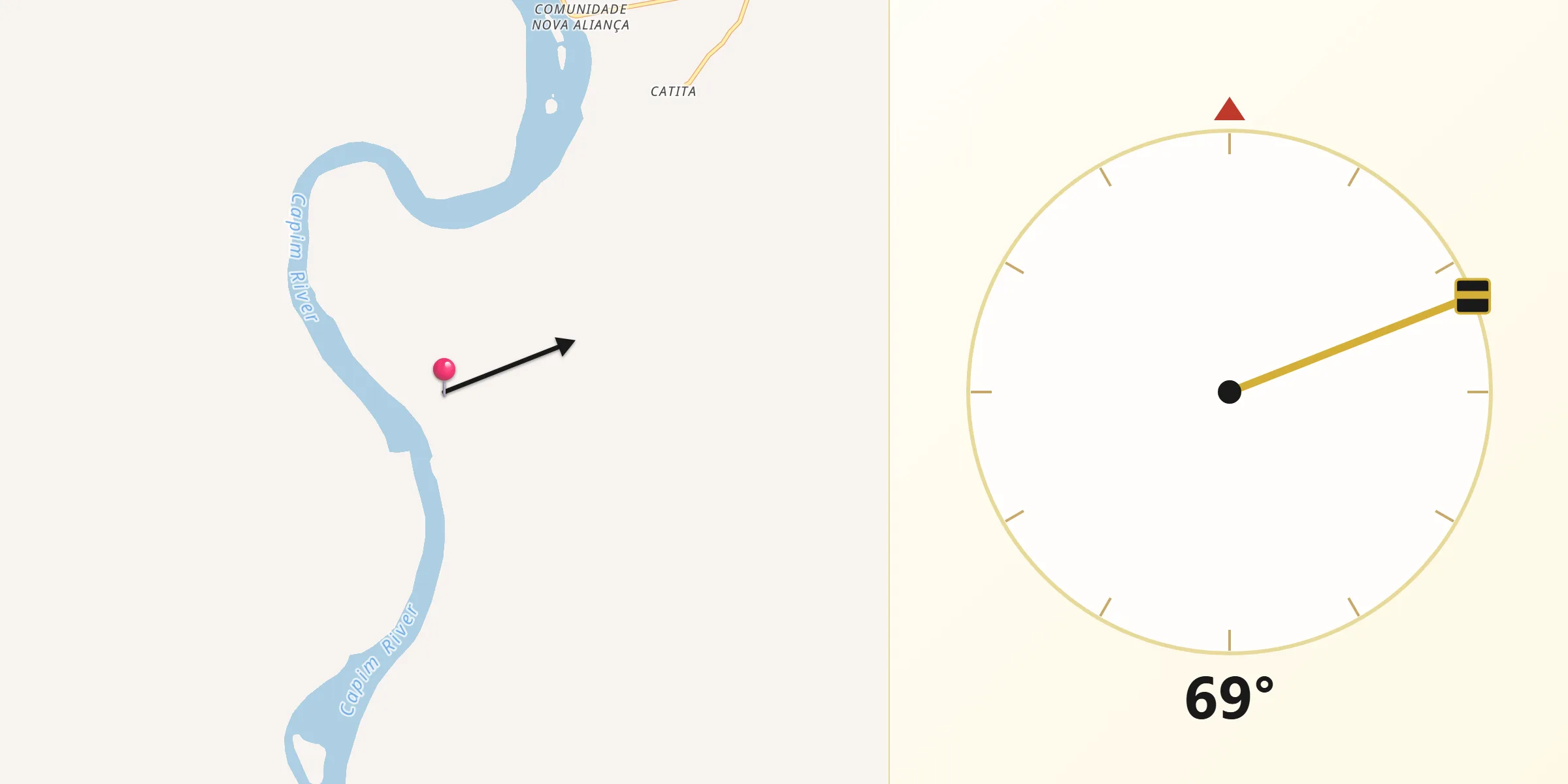 Direção da Qibla a partir de São Domingos do Capim