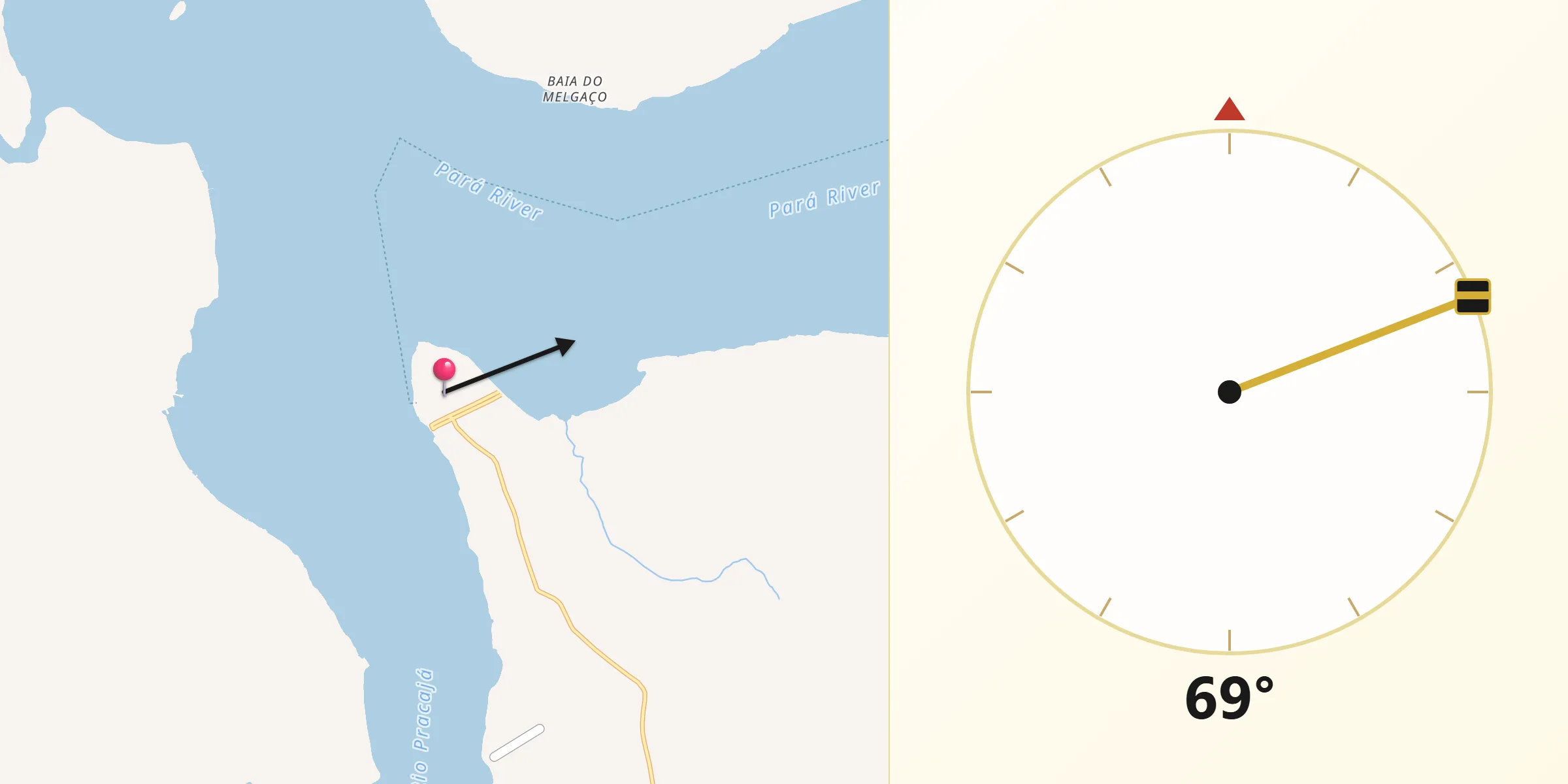 Direção da Qibla a partir de Portel