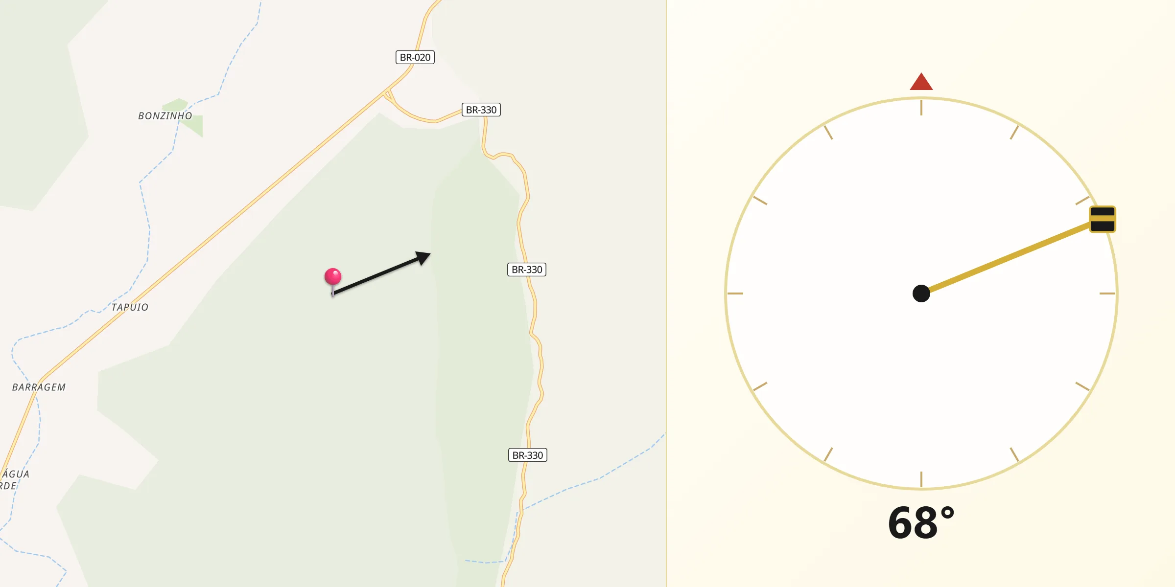 Direção da Qibla a partir de Pilão Arcado