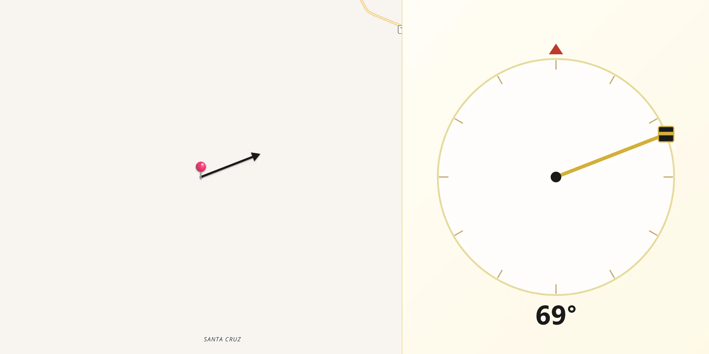 Direção da Qibla a partir de Monte Santo do Tocantins