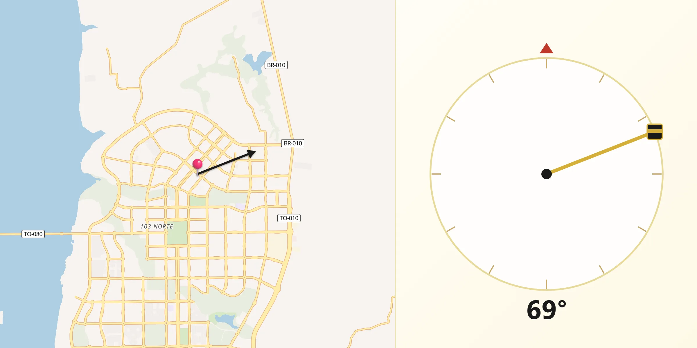 Direção da Qibla a partir de Palmas