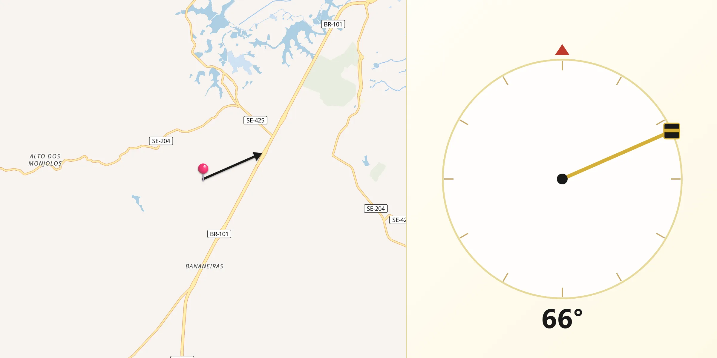 Direção da Qibla a partir de Cedro de São João