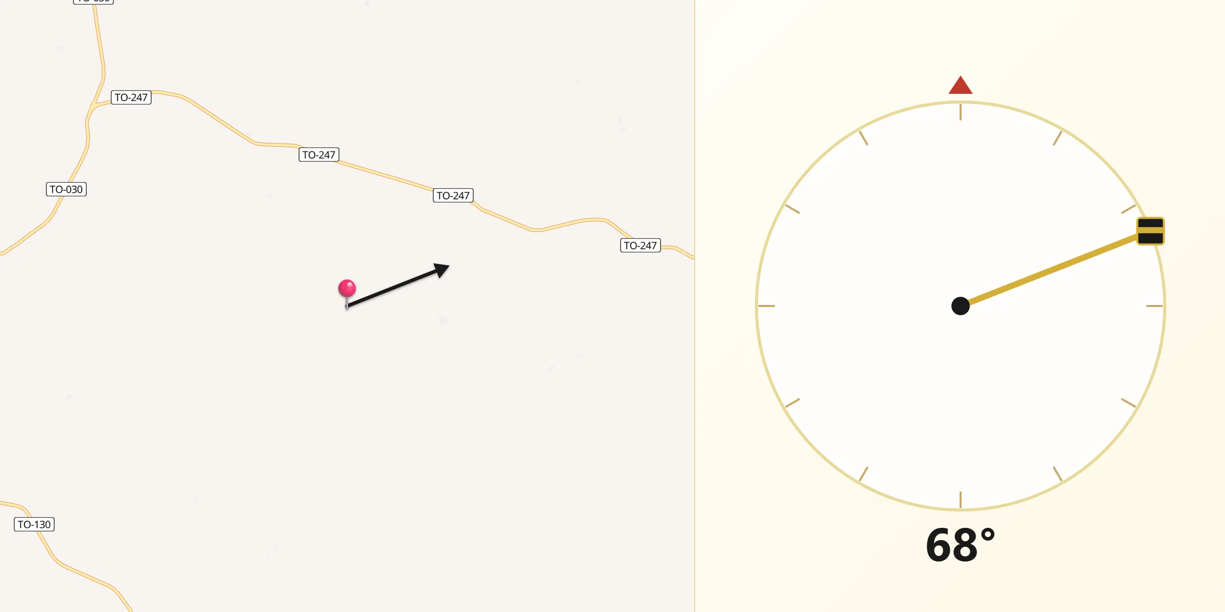 Direção da Qibla a partir de Santa Tereza do Tocantins
