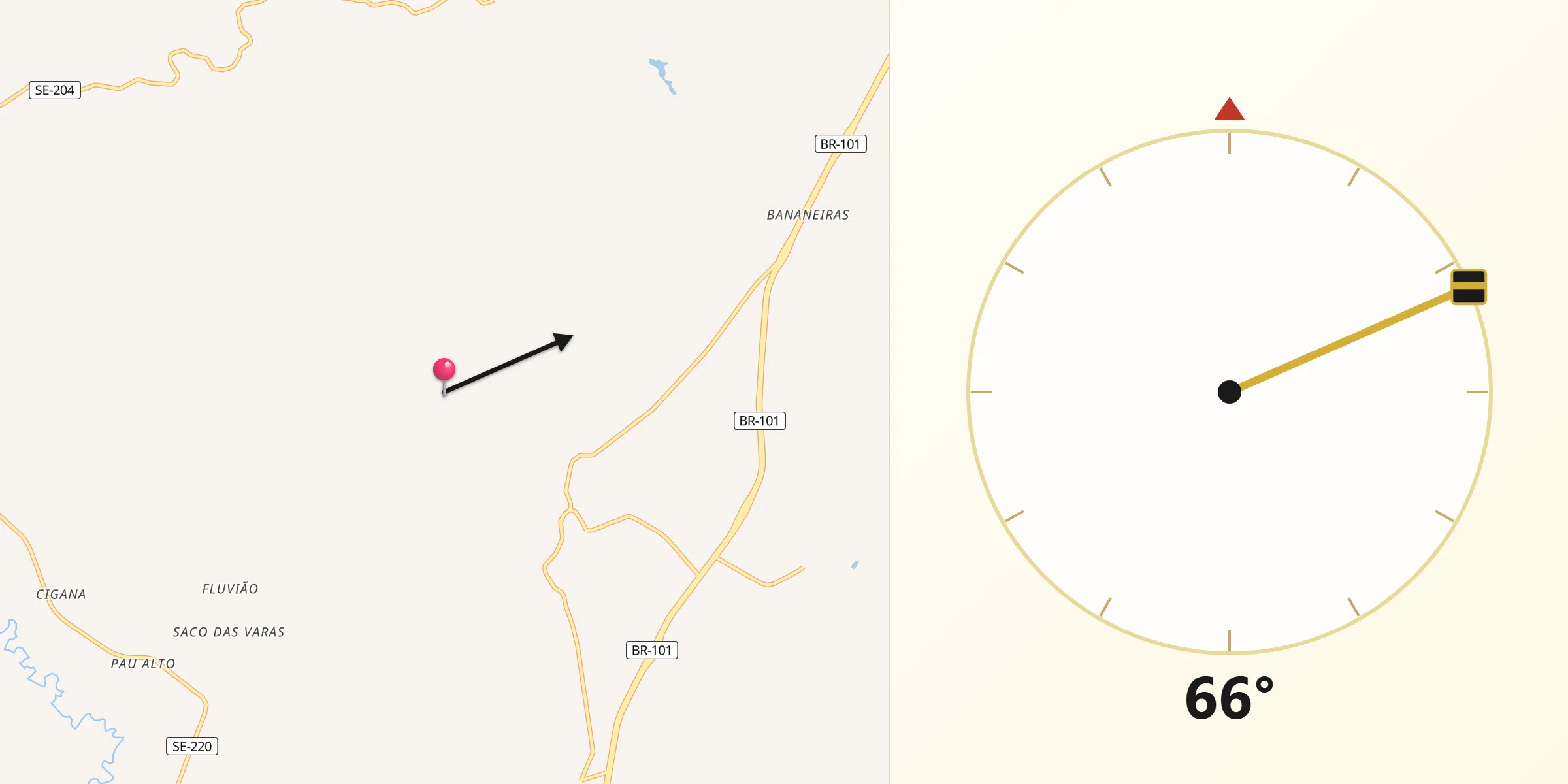 Direção da Qibla a partir de Malhada dos Bois