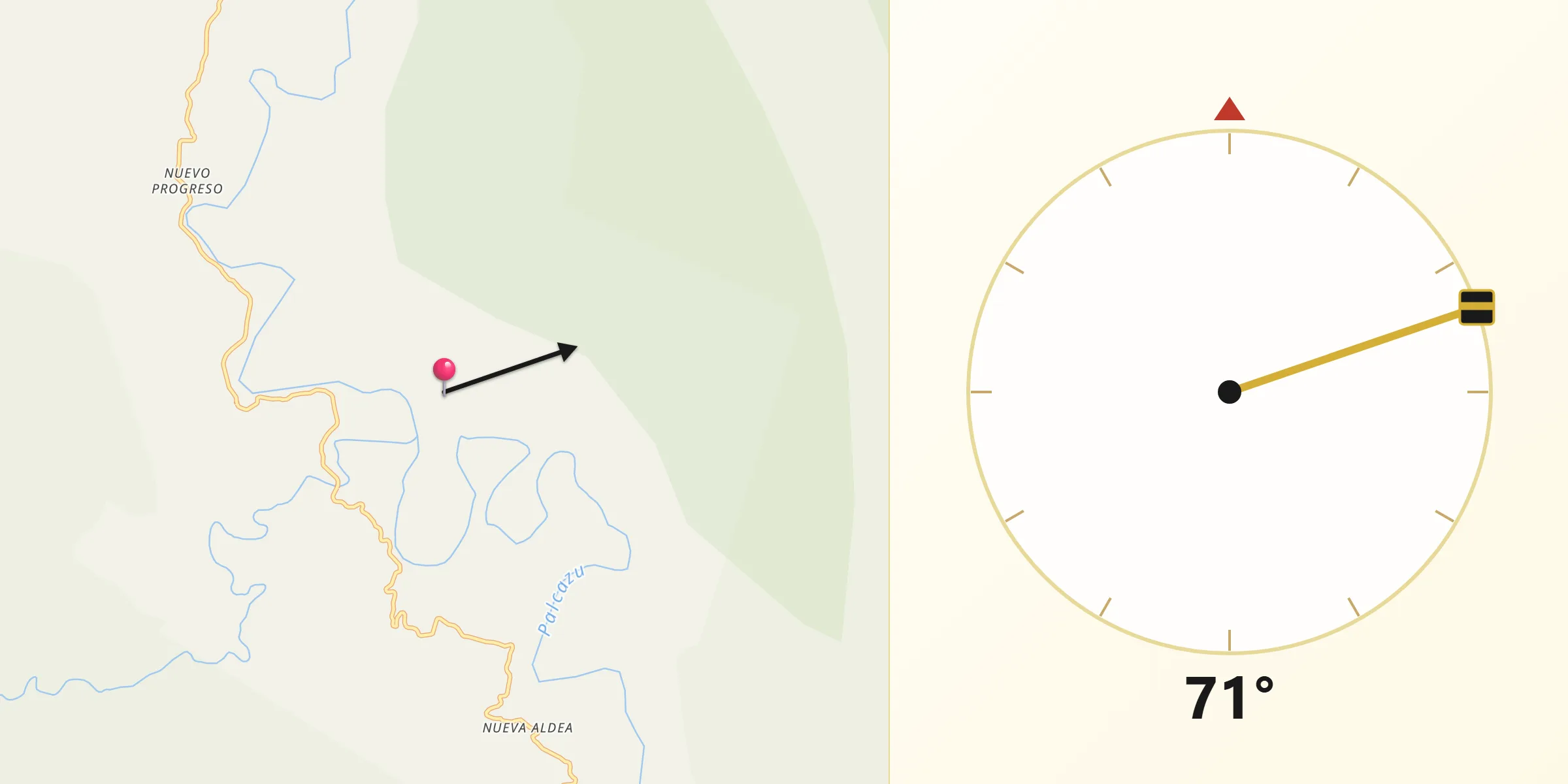 Dirección de la Qibla desde Provincia de Oxapampa