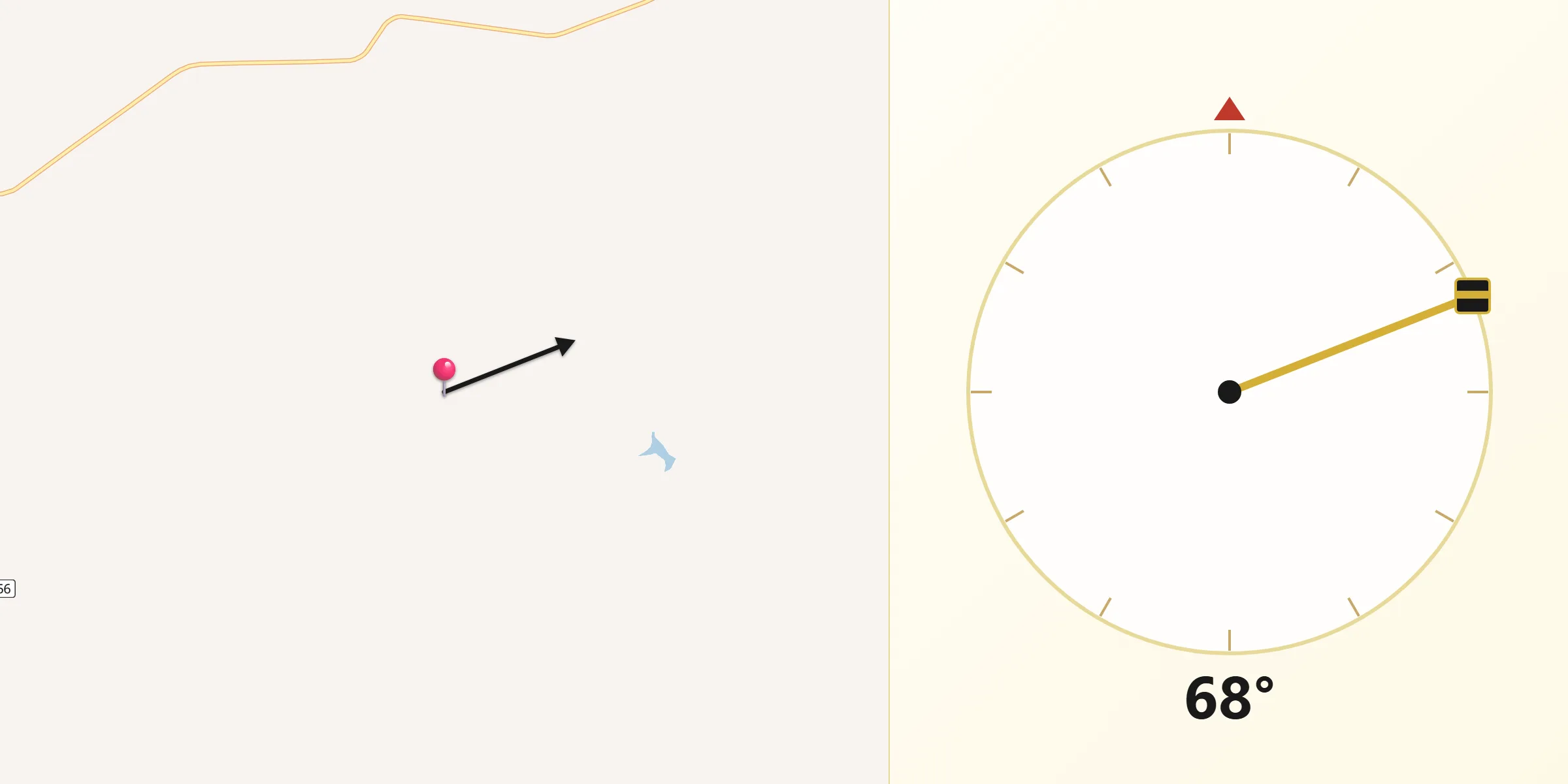 Direção da Qibla a partir de Lagoa do Tocantins