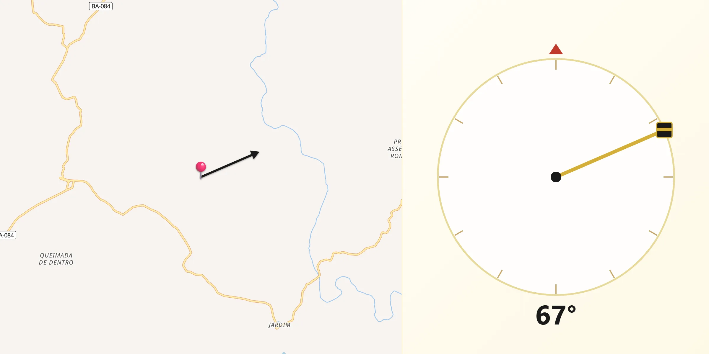 Direção da Qibla a partir de Sítio do Quinto
