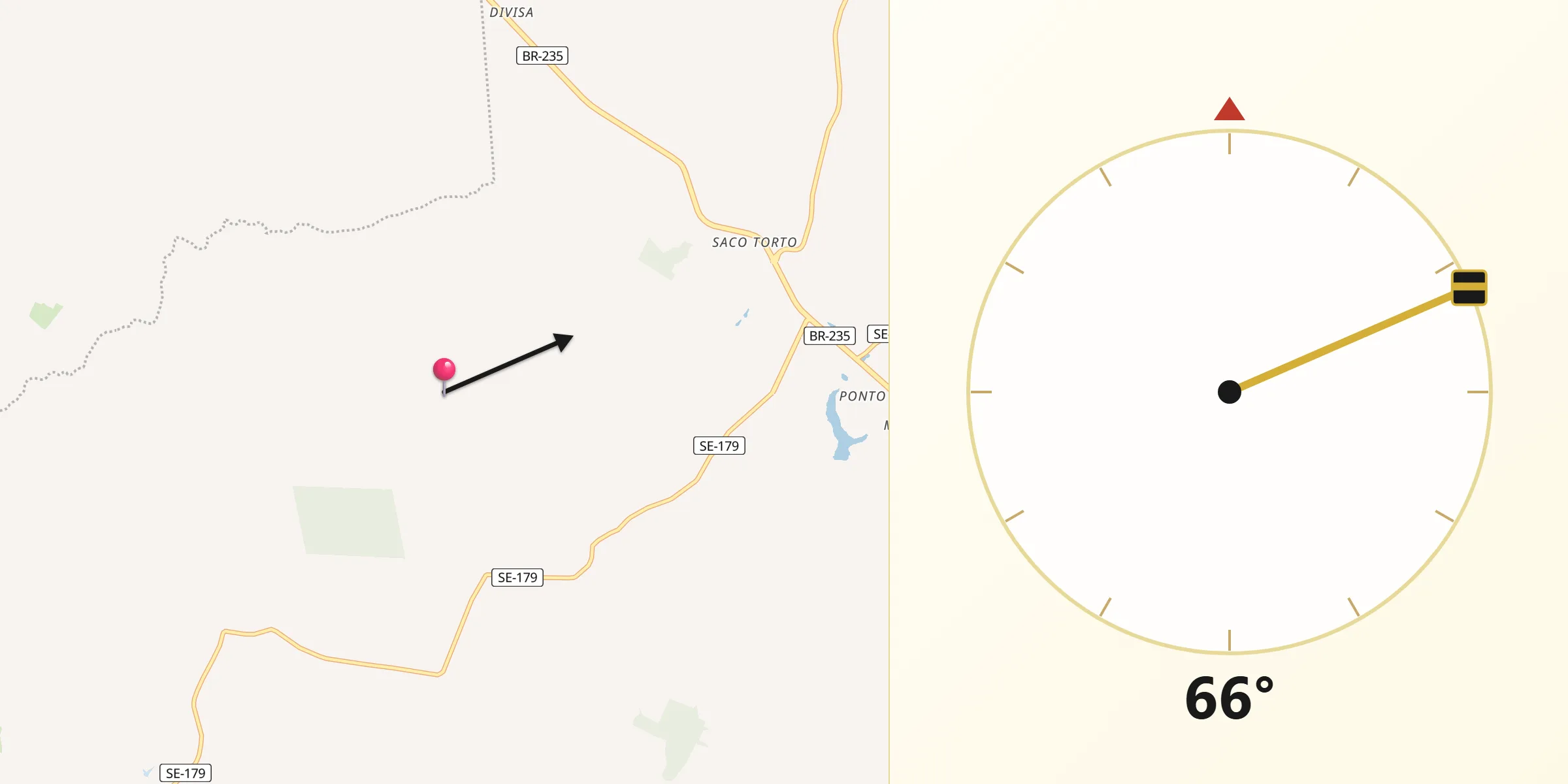 Direção da Qibla a partir de Carira