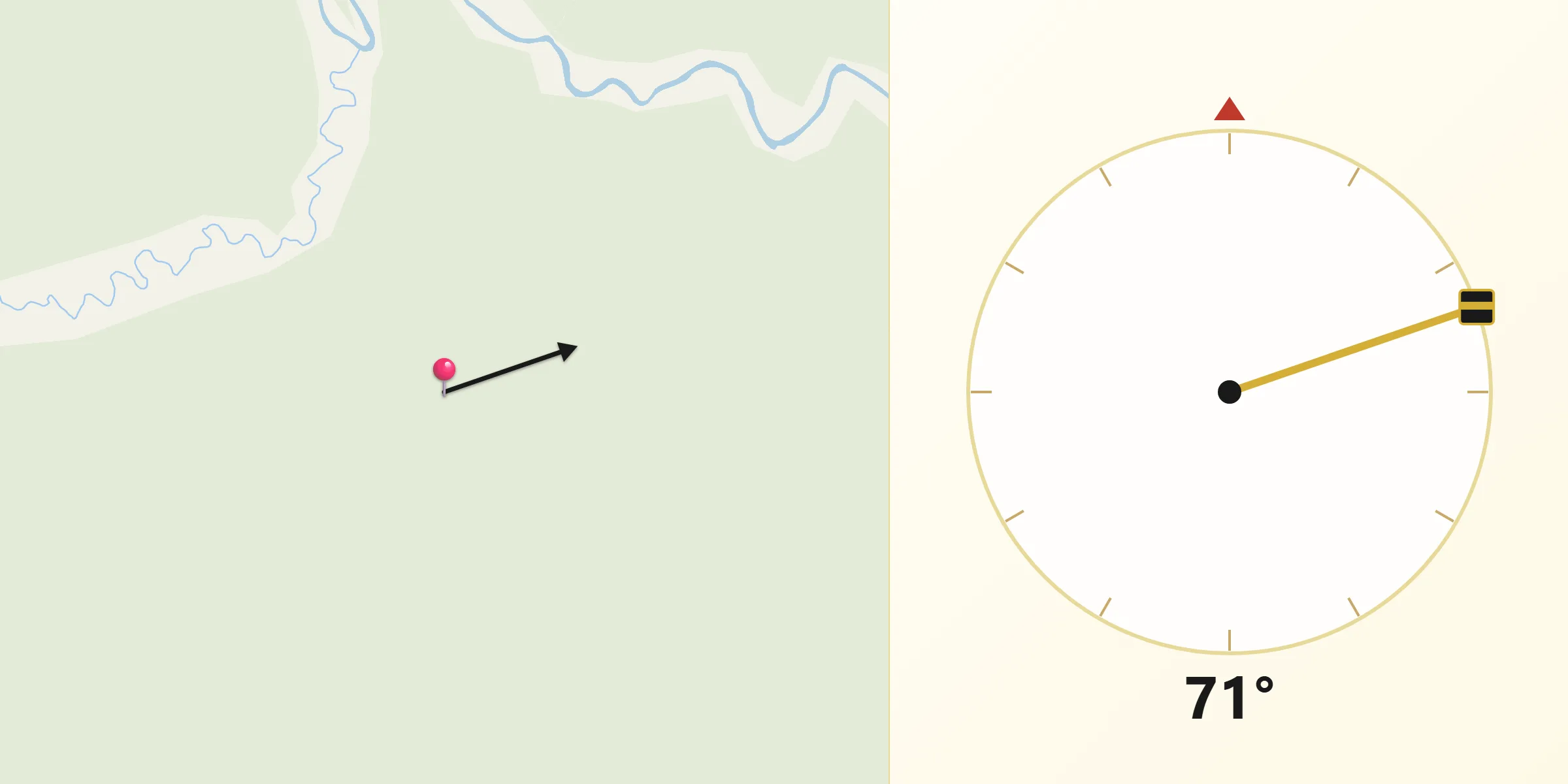 Dirección de la Qibla desde Purus