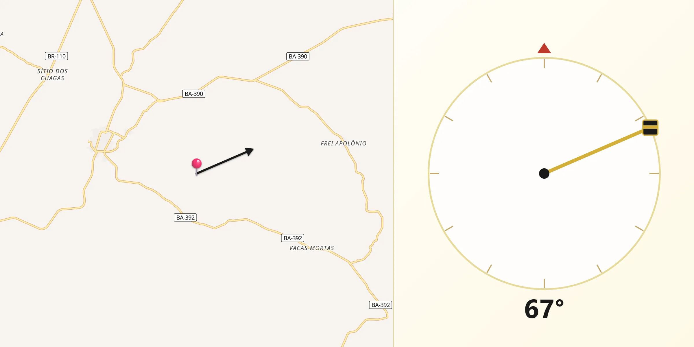Direção da Qibla a partir de Antas