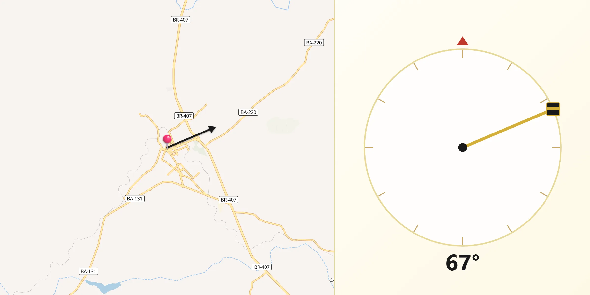 Direção da Qibla a partir de Senhor do Bonfim