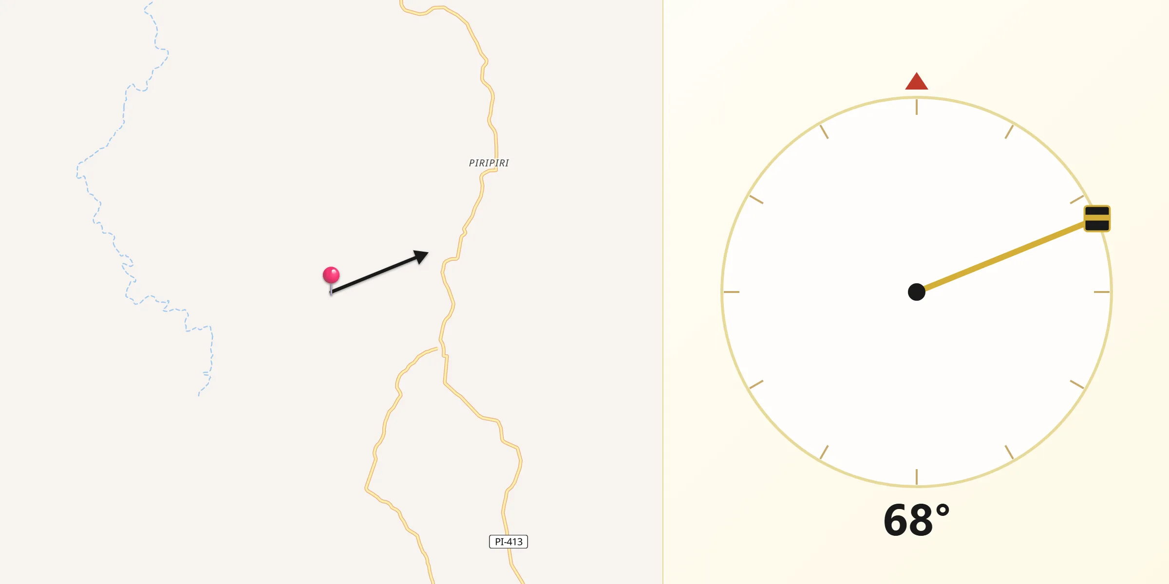 Direção da Qibla a partir de Júlio Borges