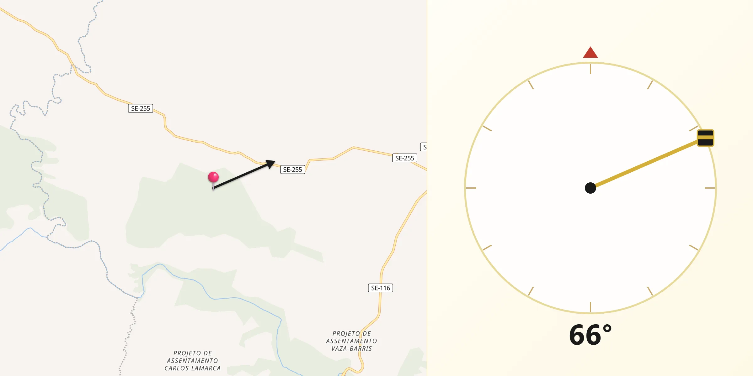 Direção da Qibla a partir de Pinhão