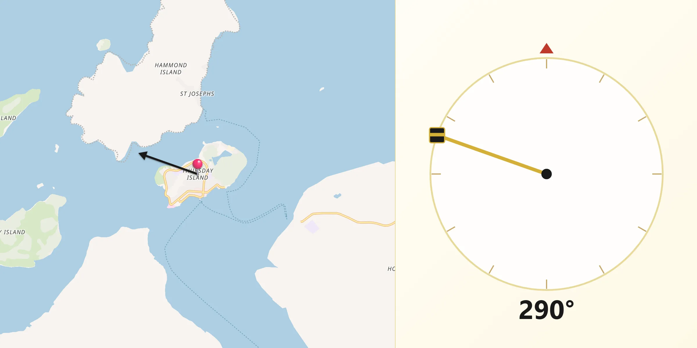 Qibla Direction from Thursday Island