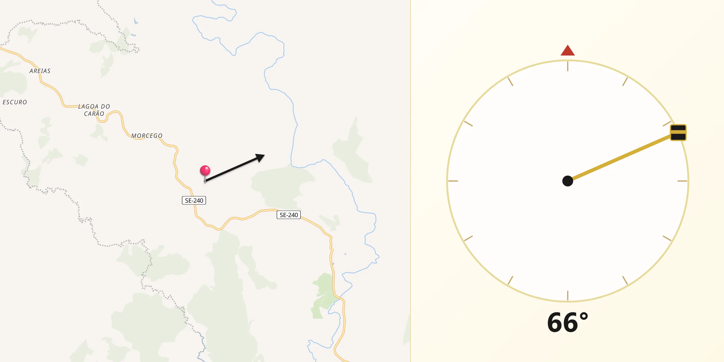 Direção da Qibla a partir de Santa Rosa de Lima