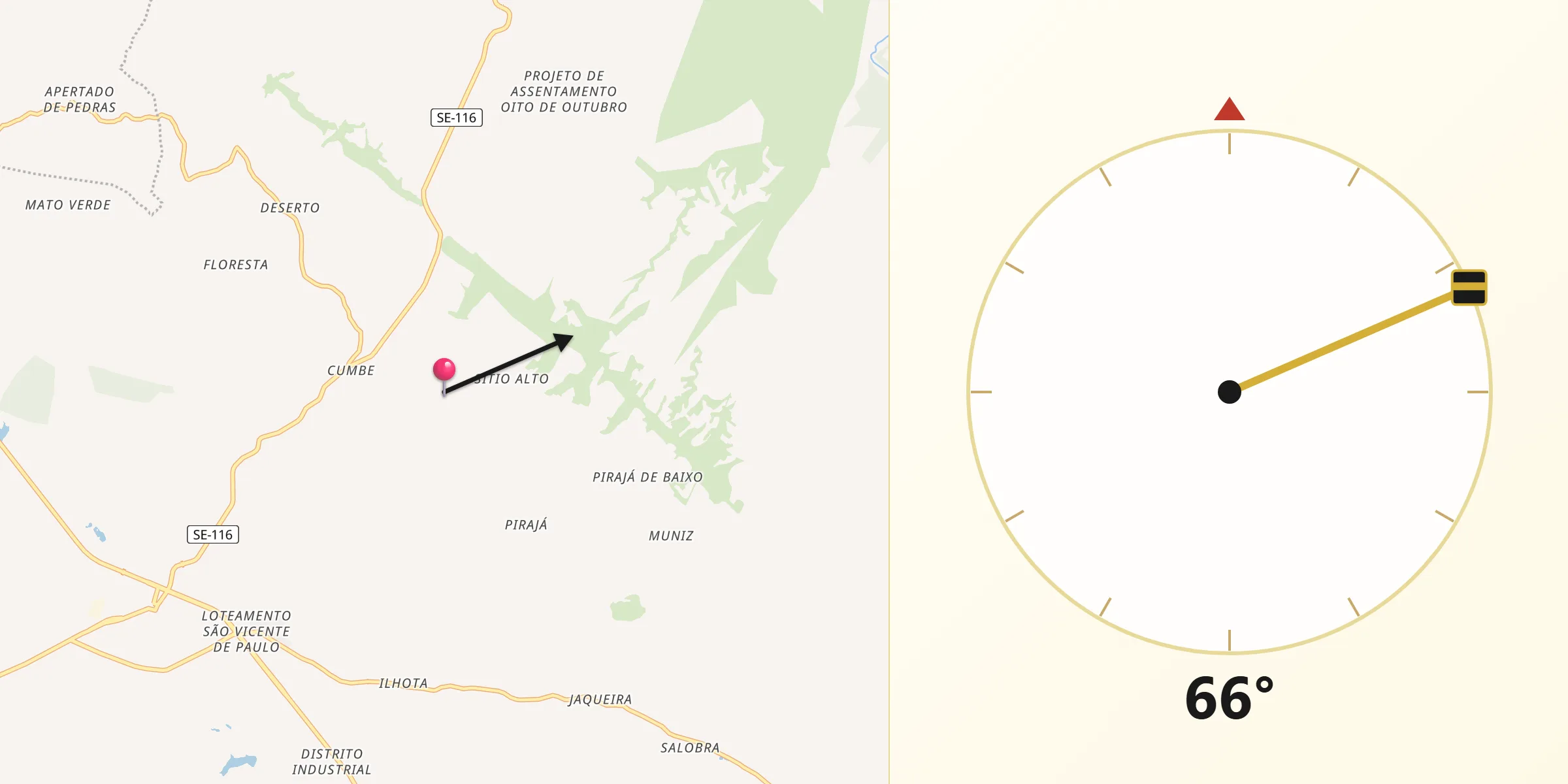 Direção da Qibla a partir de Simão Dias