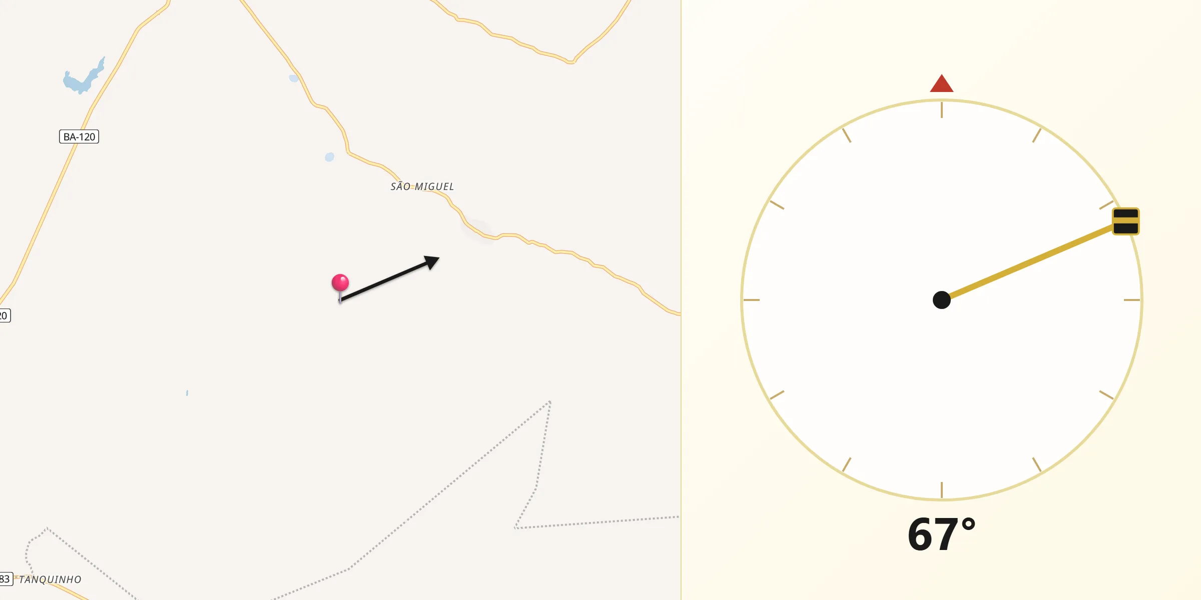 Direção da Qibla a partir de Cansanção