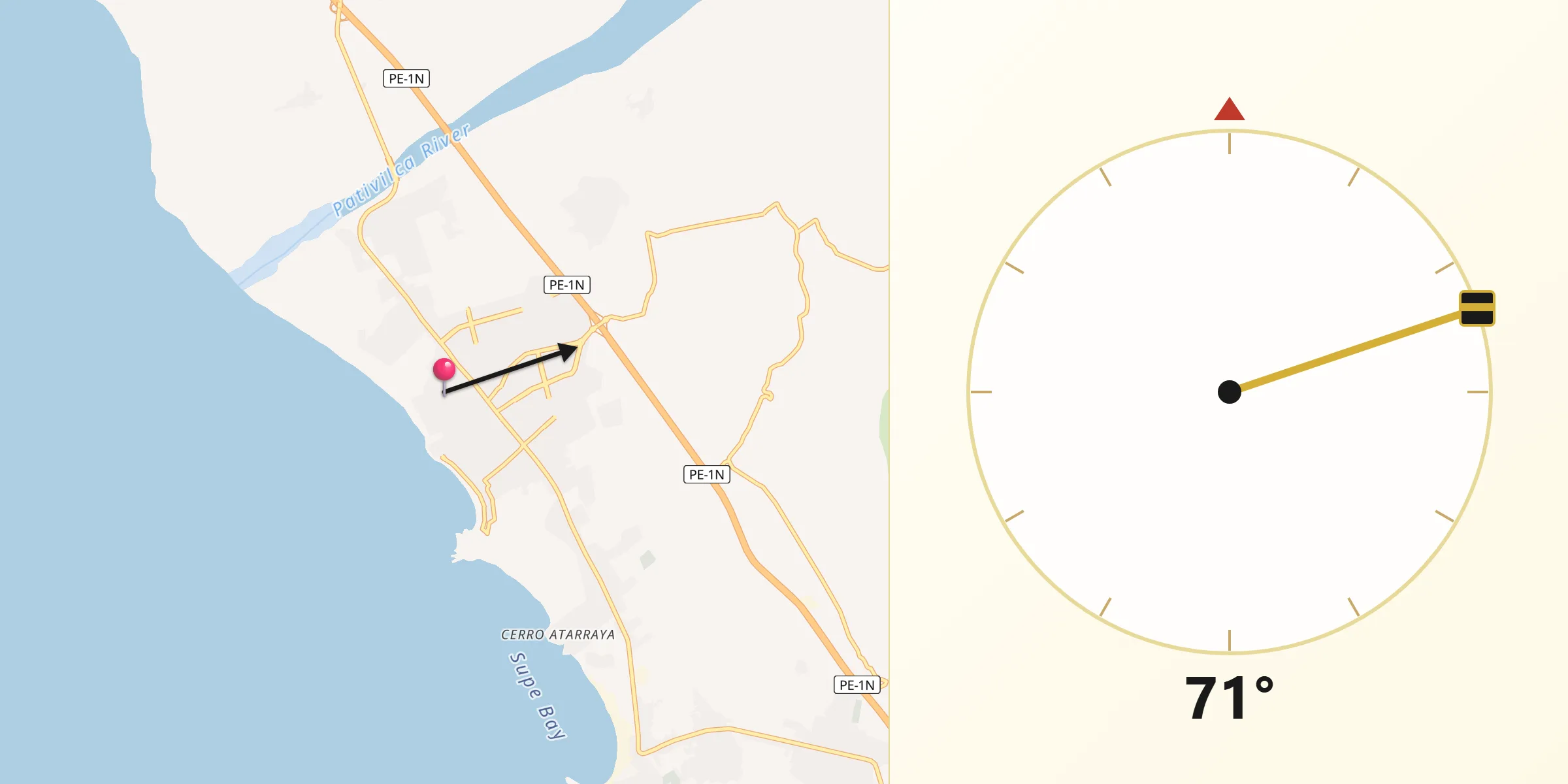 Dirección de la Qibla desde Barranca