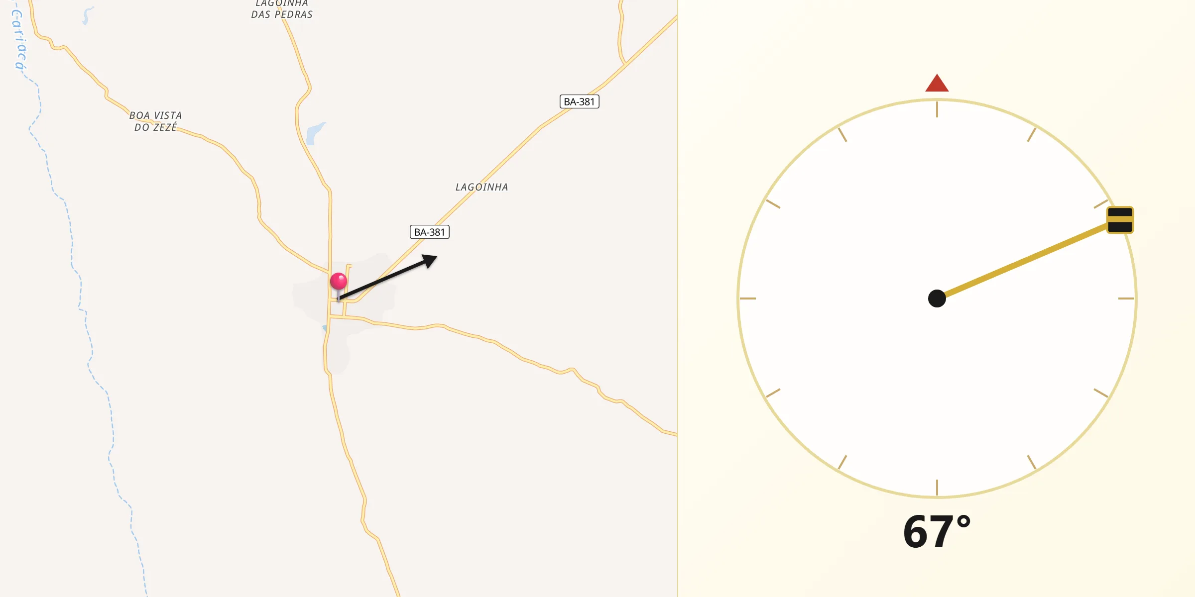 Direção da Qibla a partir de Quijingue