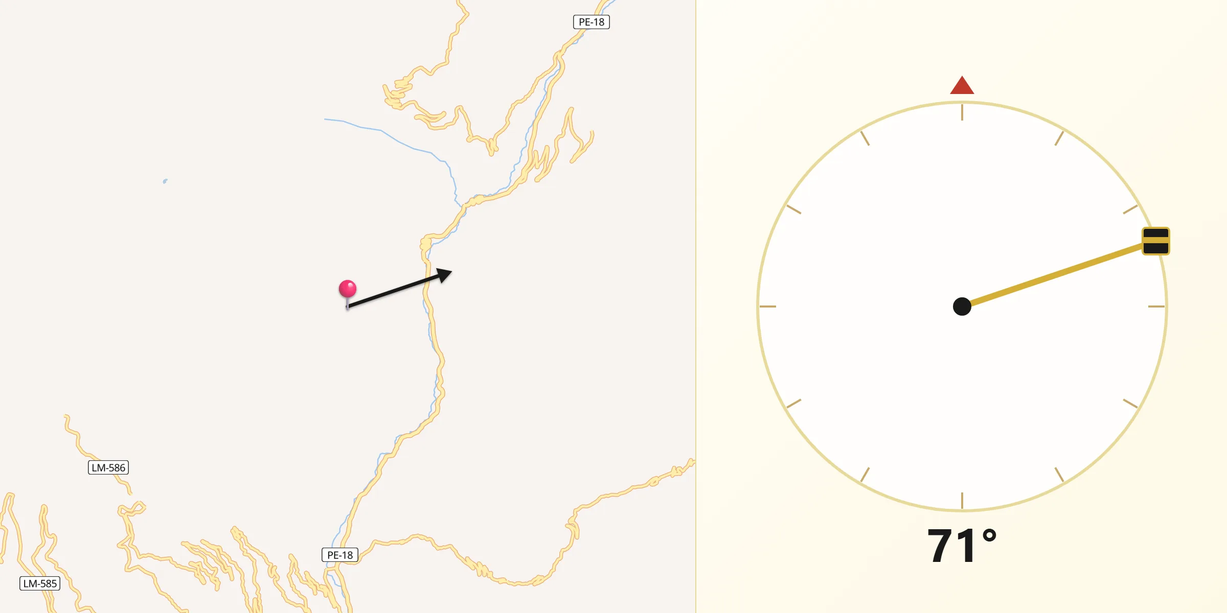 Dirección de la Qibla desde Oyon