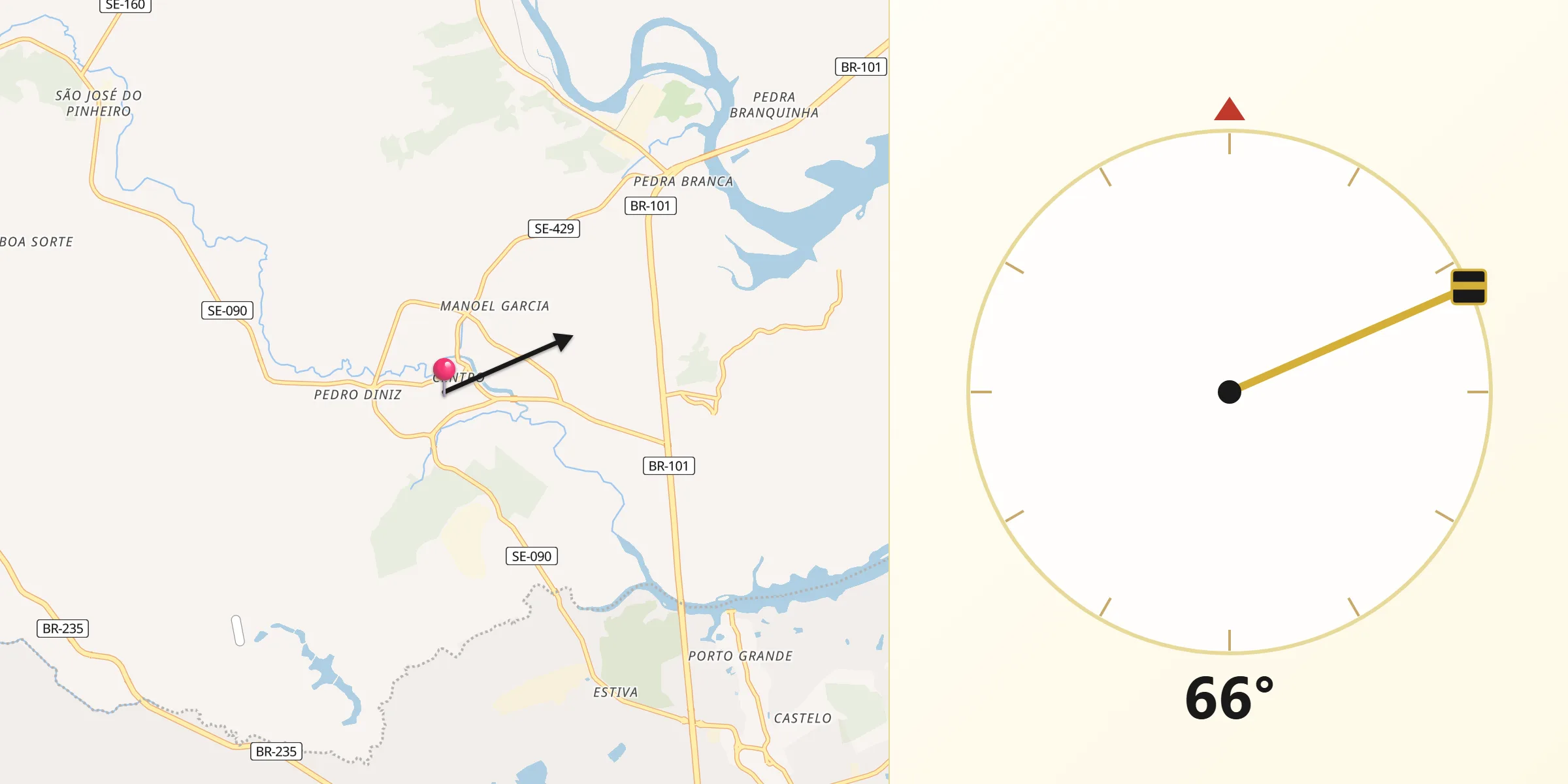 Direção da Qibla a partir de Laranjeiras
