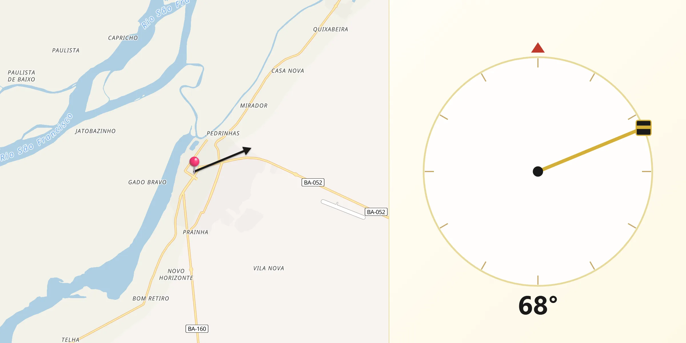 Direção da Qibla a partir de Xique Xique