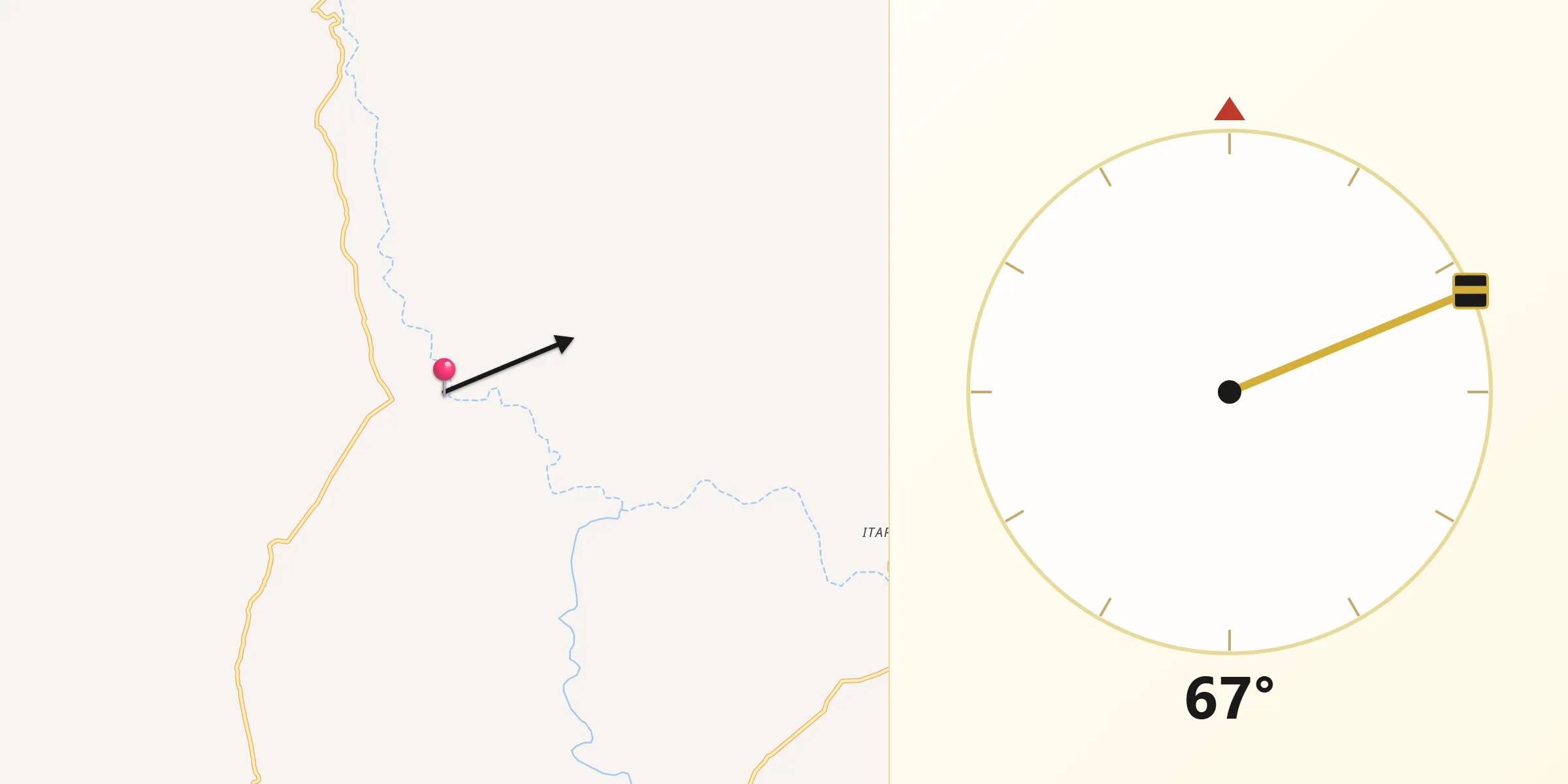 Direção da Qibla a partir de São Gabriel