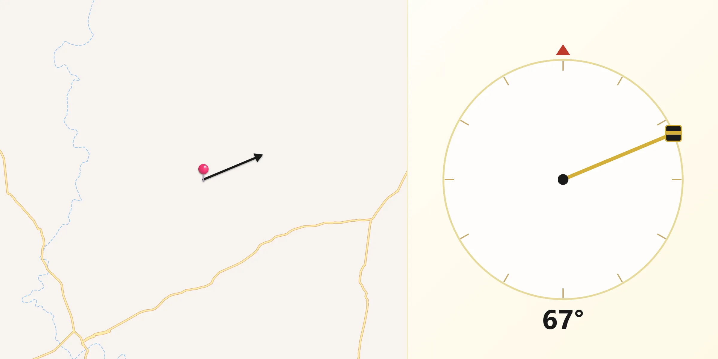 Direção da Qibla a partir de Jussara