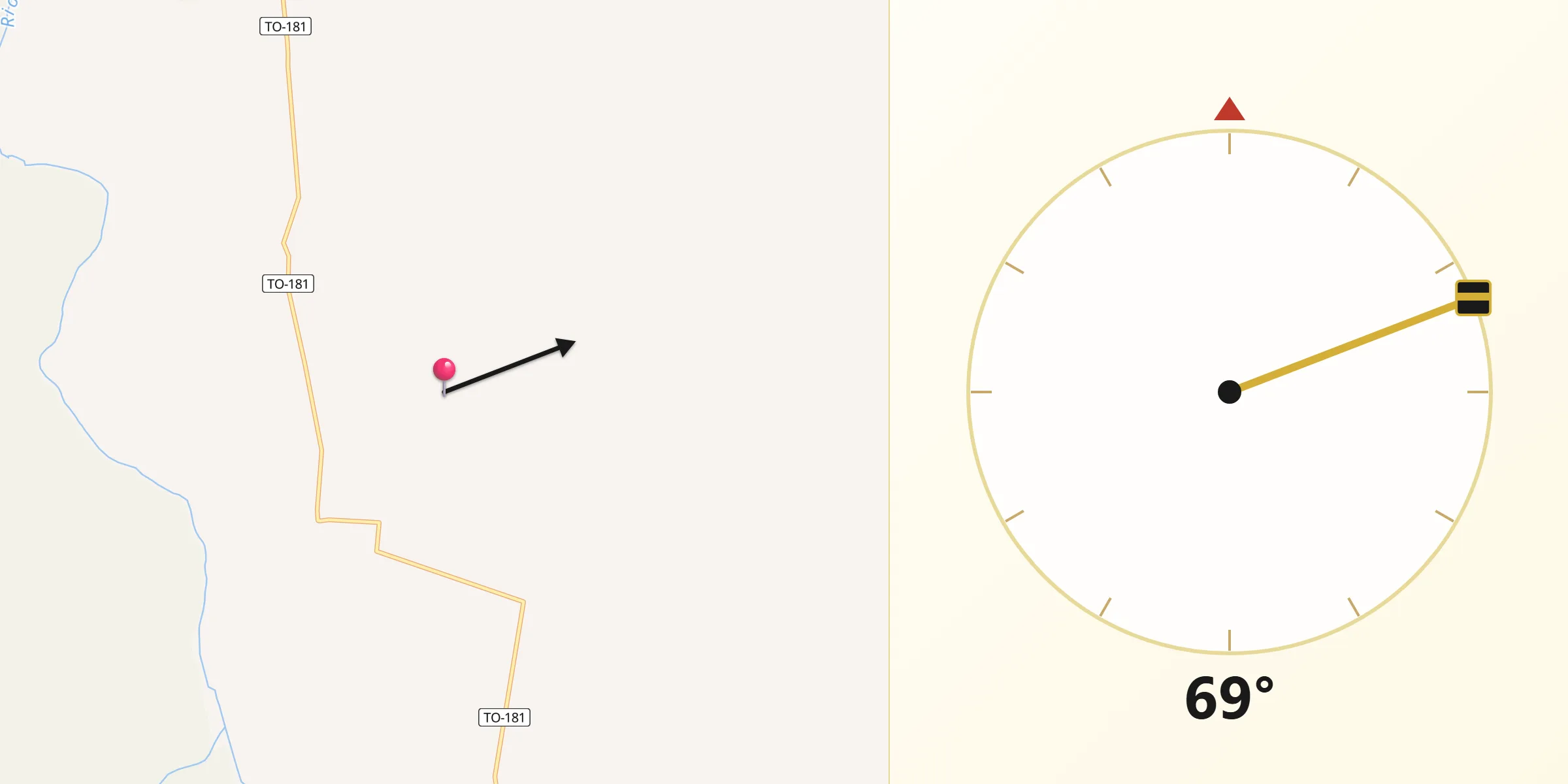 Direção da Qibla a partir de Lagoa da Confusão