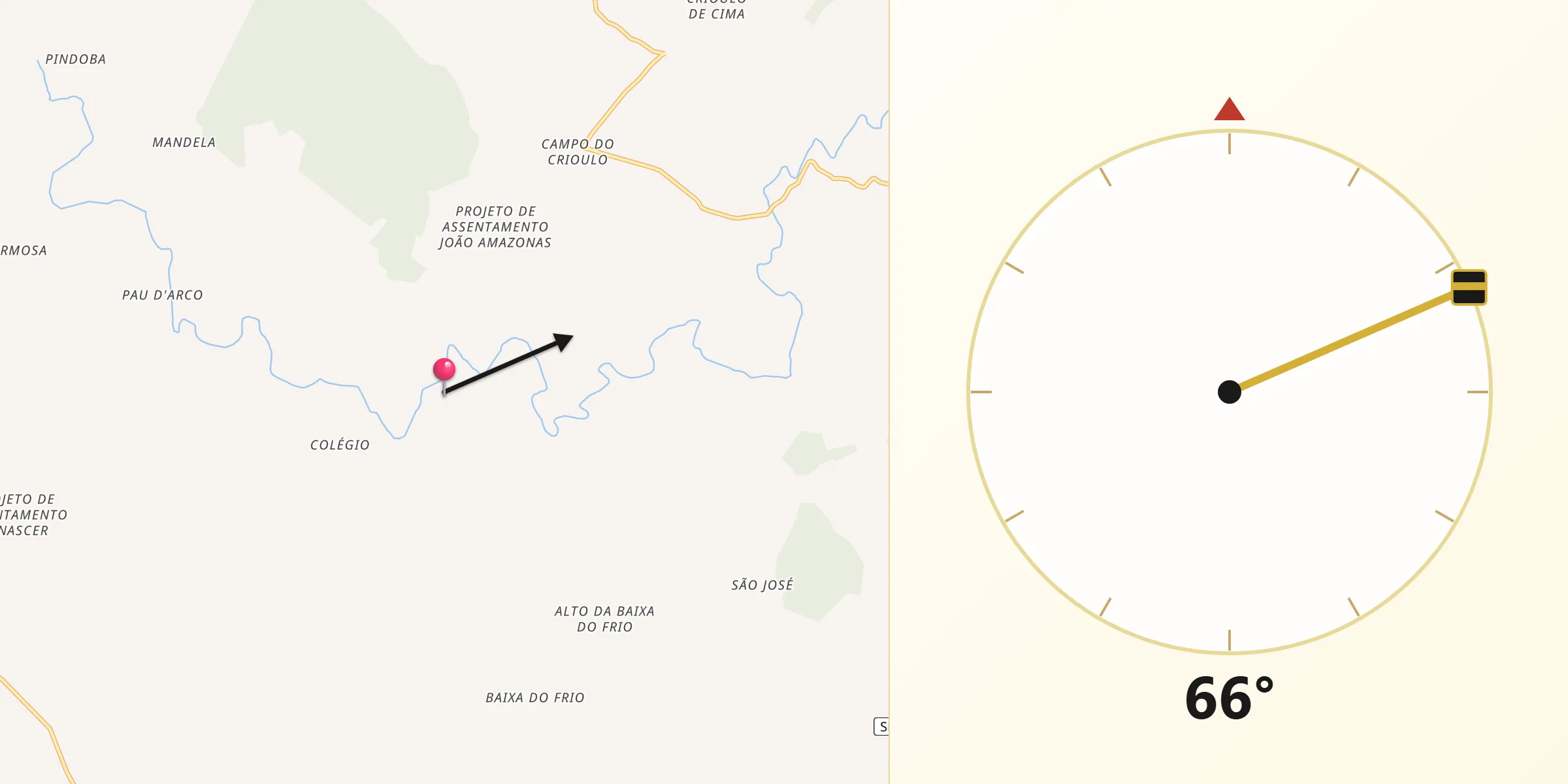 Direção da Qibla a partir de Riachão do Dantas