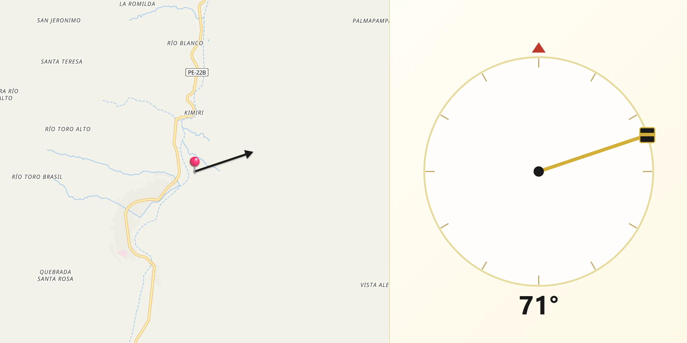 Dirección de la Qibla desde Chanchamayo