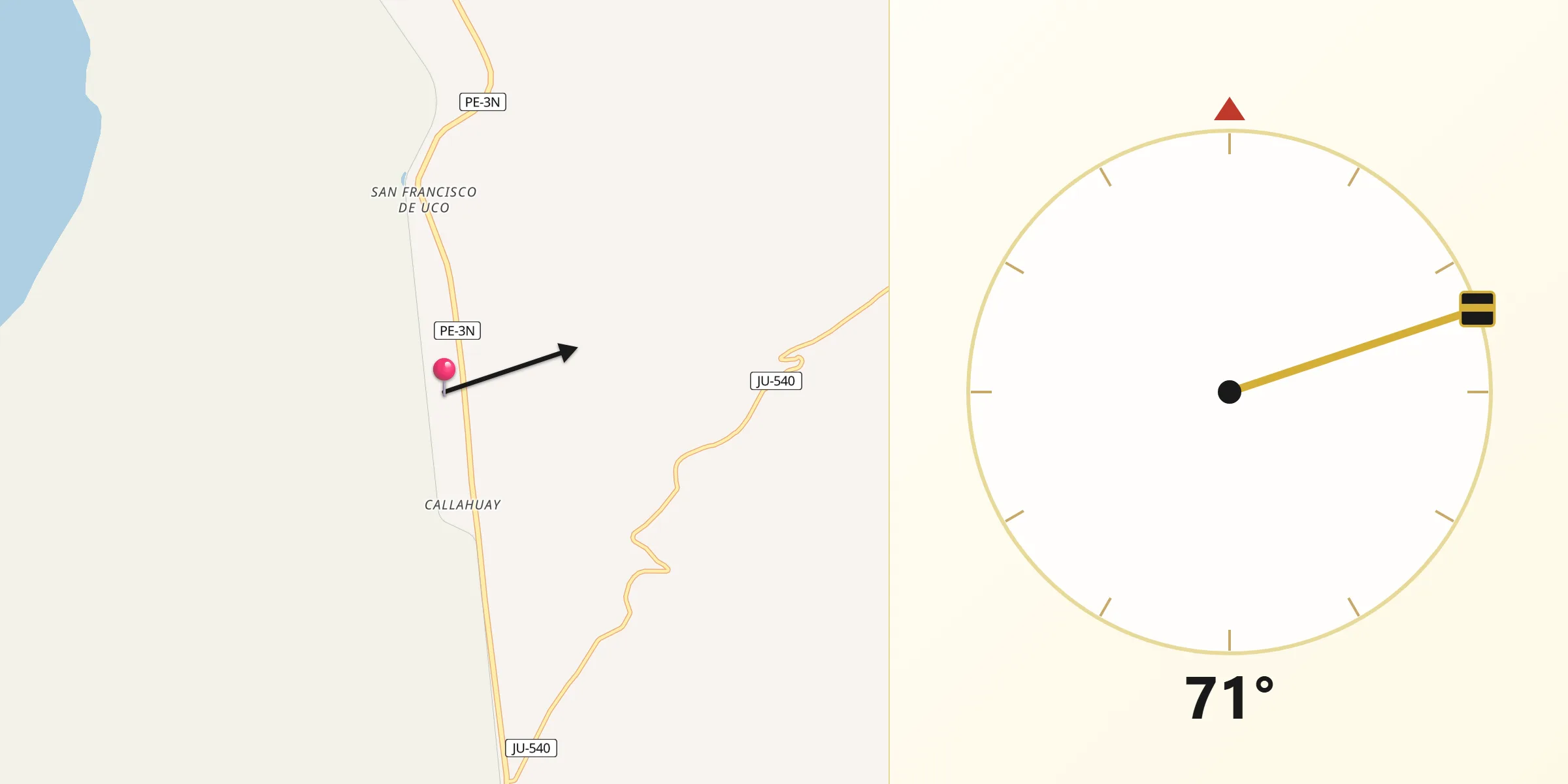 Dirección de la Qibla desde Provincia de Junín