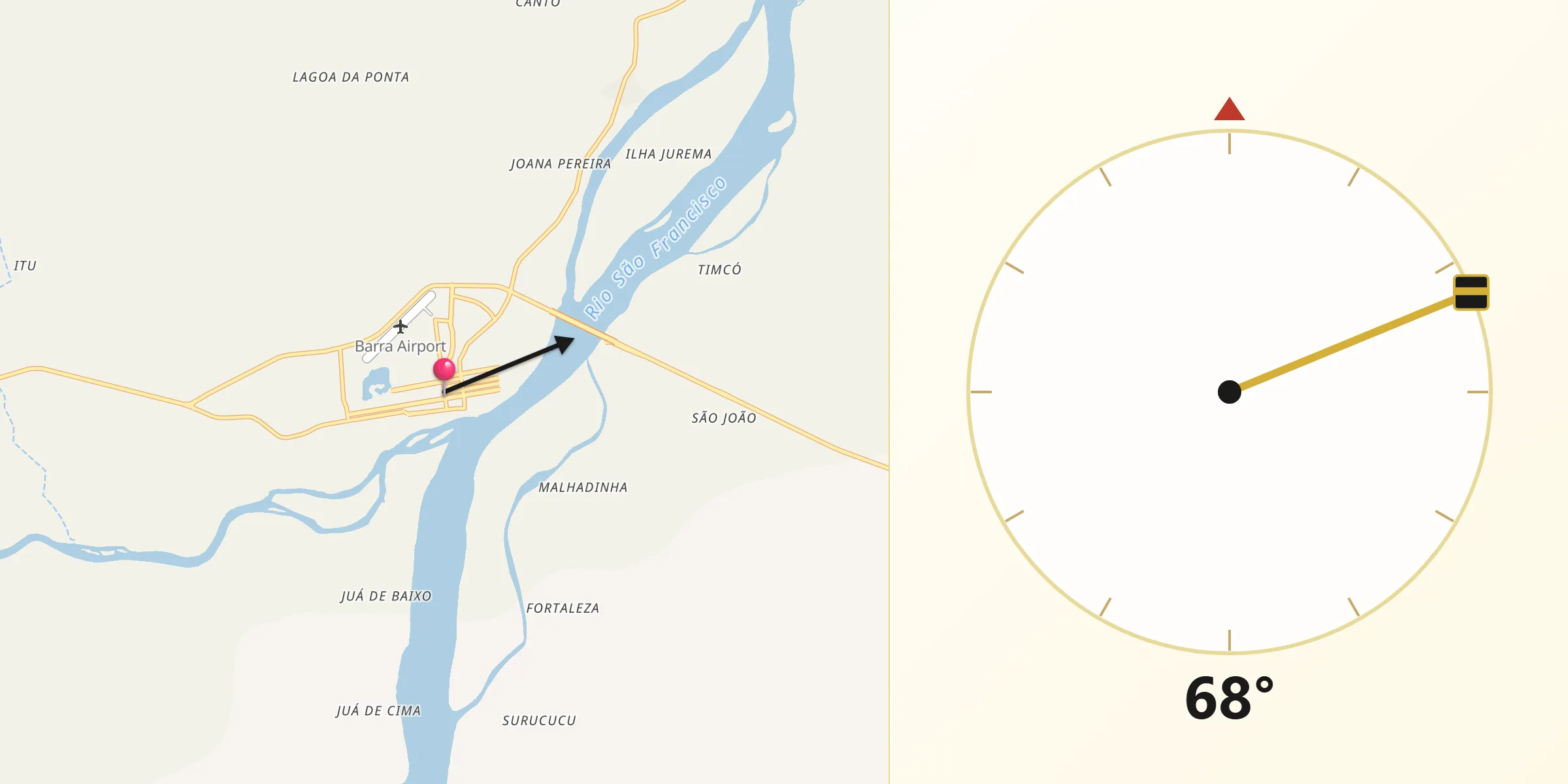 Direção da Qibla a partir de Barra